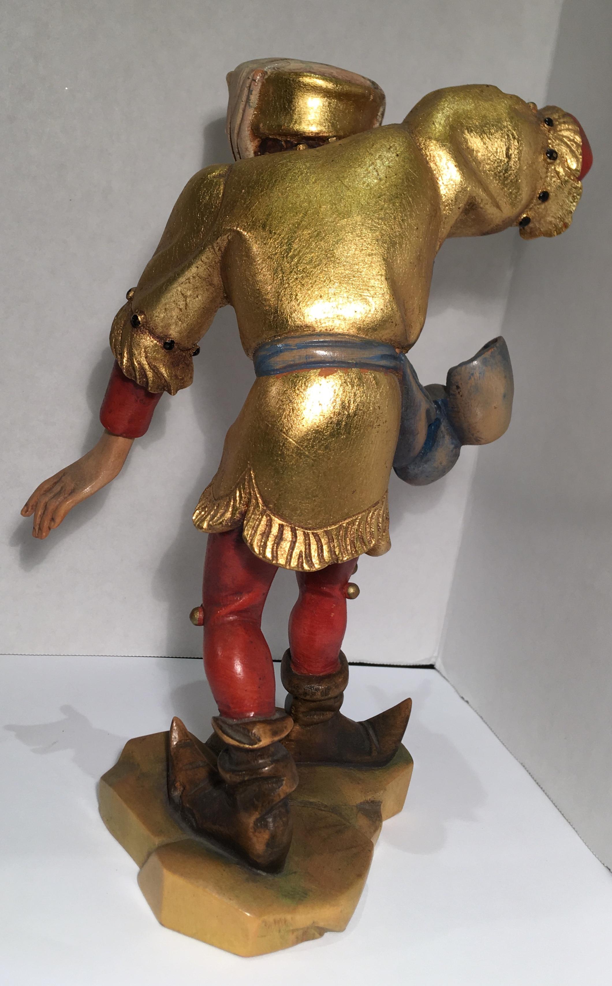20ième siècle Figurine italienne insolent Oswald Demetz Deur Morisco, sculptée à la main en vente