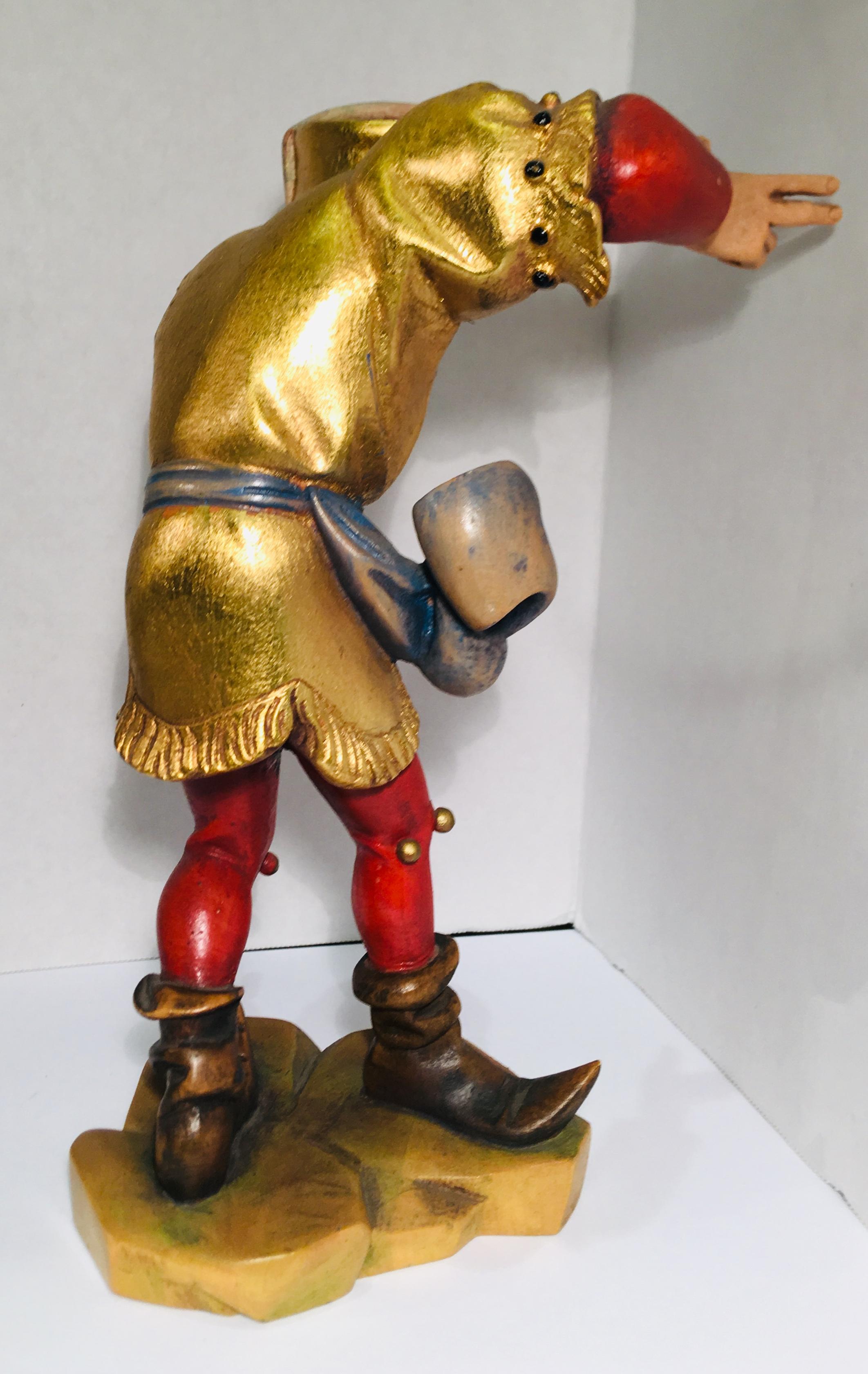 Bois Figurine italienne insolent Oswald Demetz Deur Morisco, sculptée à la main en vente