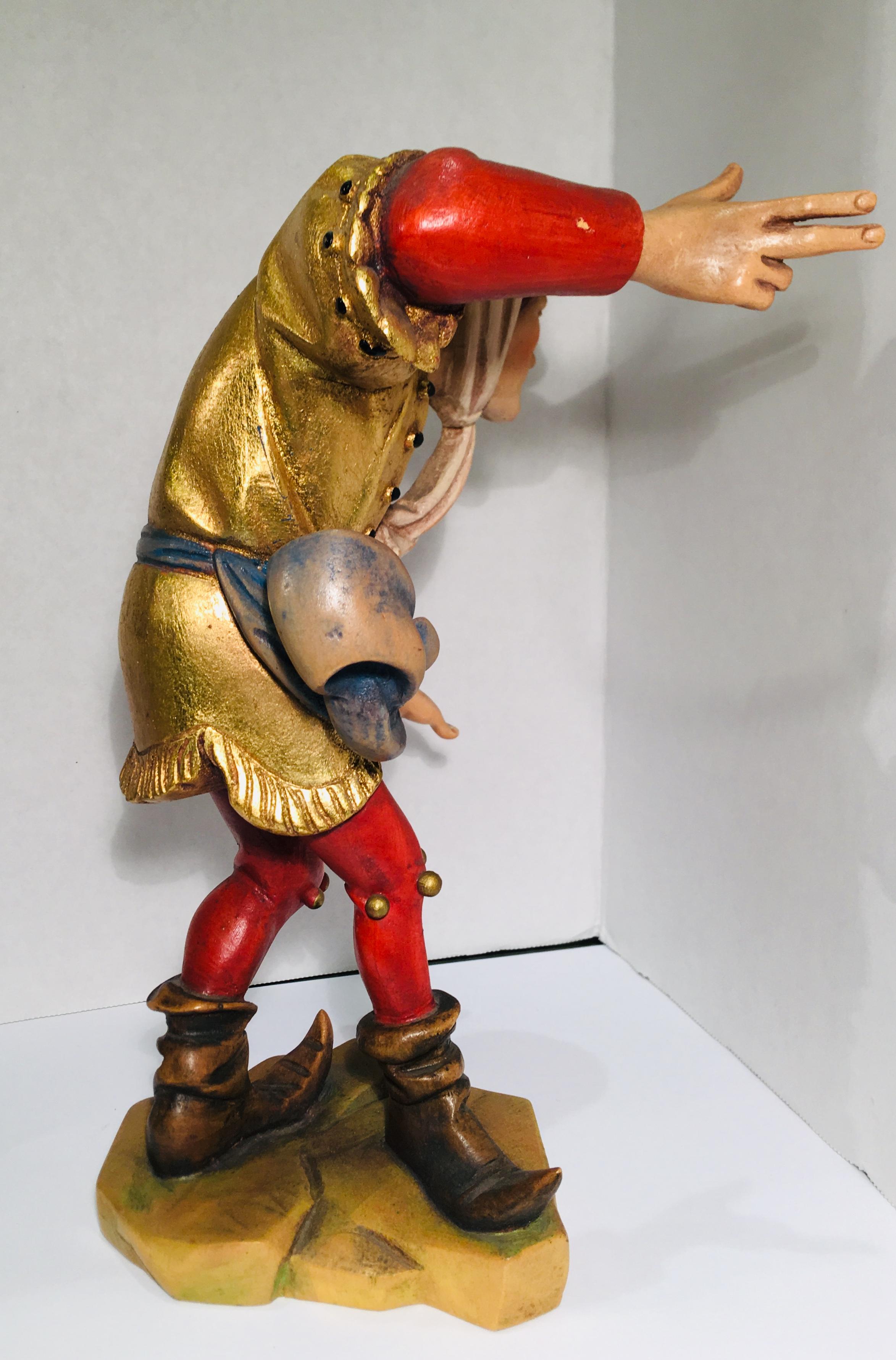 20th Century Hand Carved Wood Oswald Demetz Deur Morisco Dancer Insolent Italian Figurine For Sale