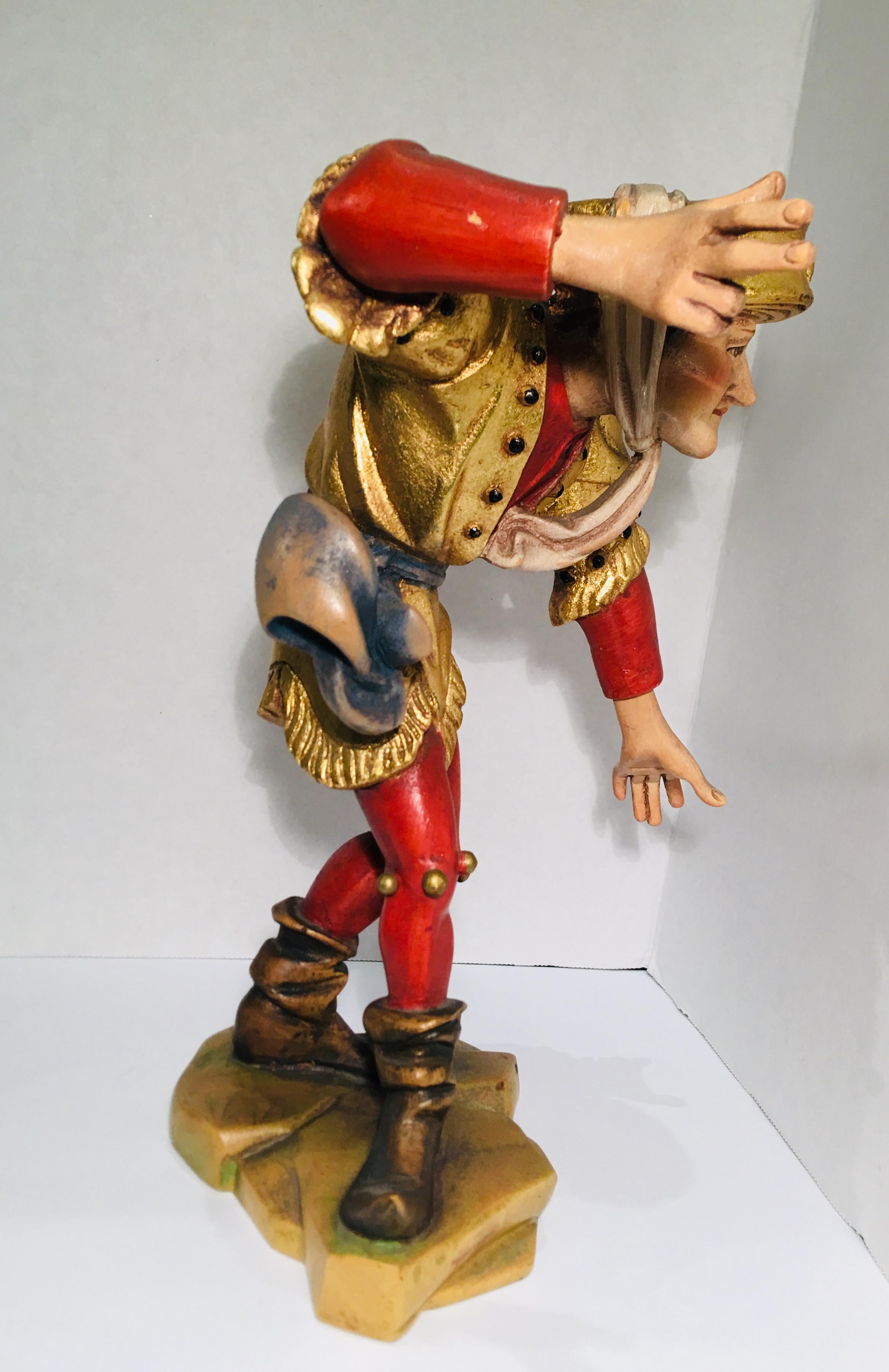 Hand Carved Wood Oswald Demetz Deur Morisco Dancer Insolent Italian Figurine For Sale 1
