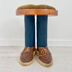 Hand Carved Wood Pop Art Stool, 1970s USA