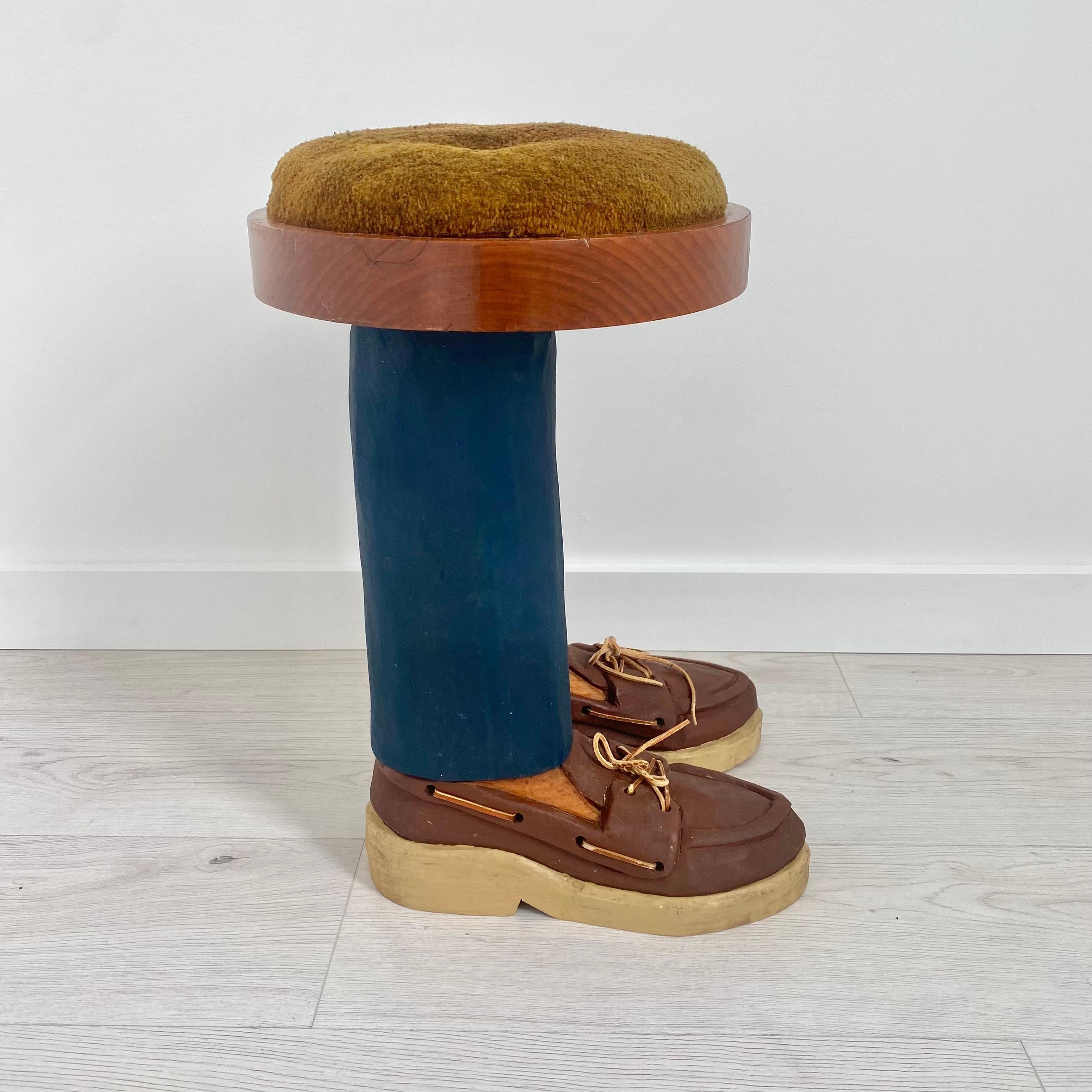 Taburete Pop Art de madera tallada a mano, años 70 EE.UU. finales del siglo XX en venta