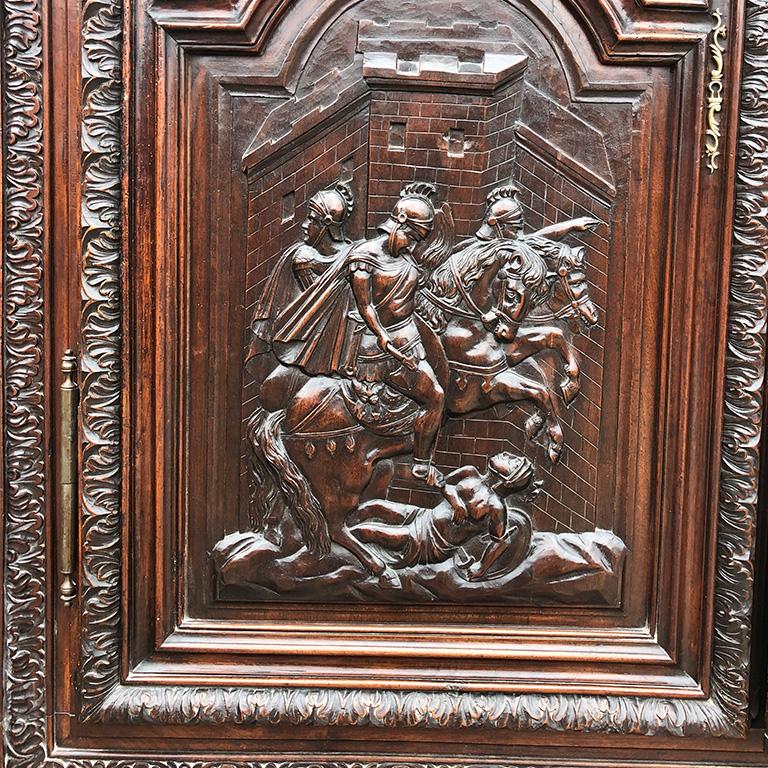 French Hand Carved Wood Renaissance Period Armoire a Deux Corps or Buffet 1600s France