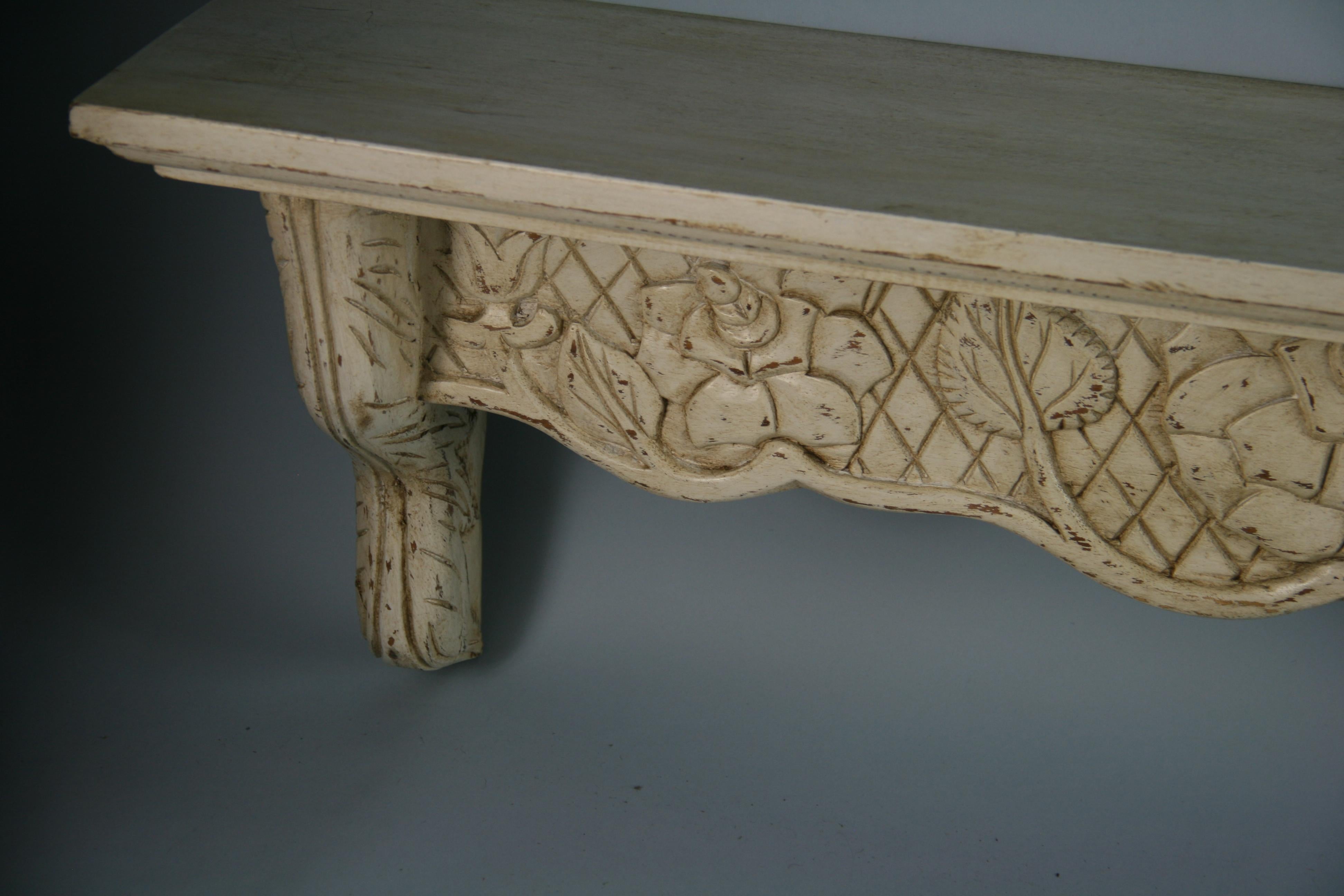 Hand Carved Wood Shelf For Sale 4