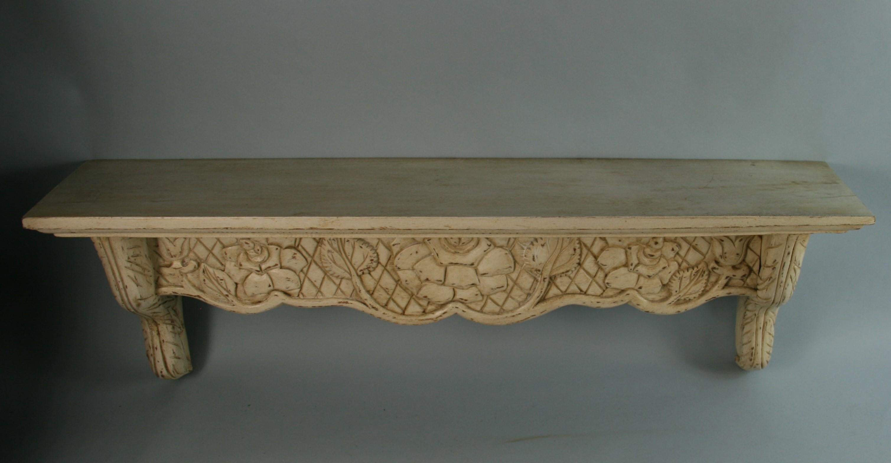 Hand Carved Wood Shelf For Sale 1