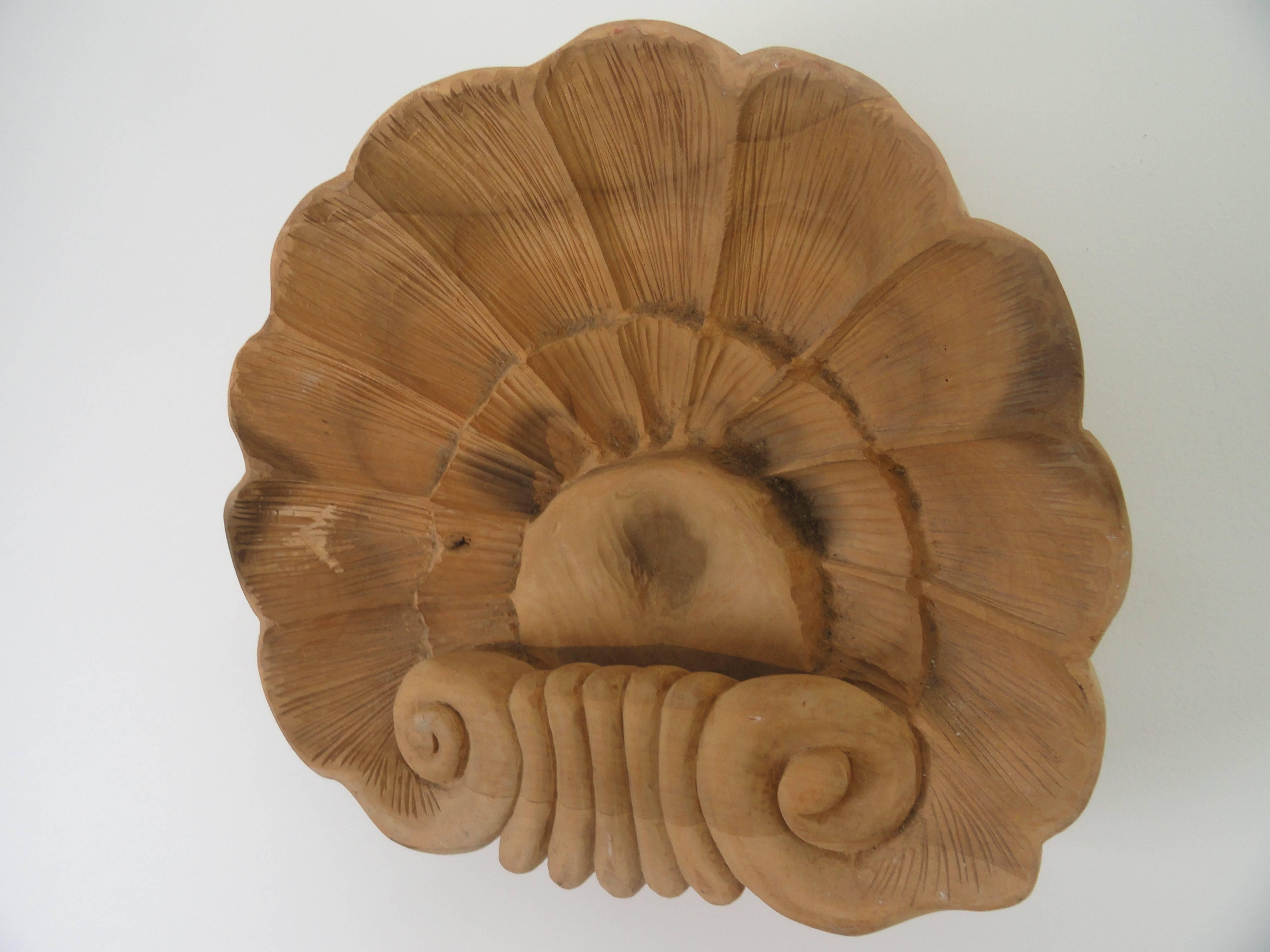 Hand-Carved Wood Shell For Sale 1