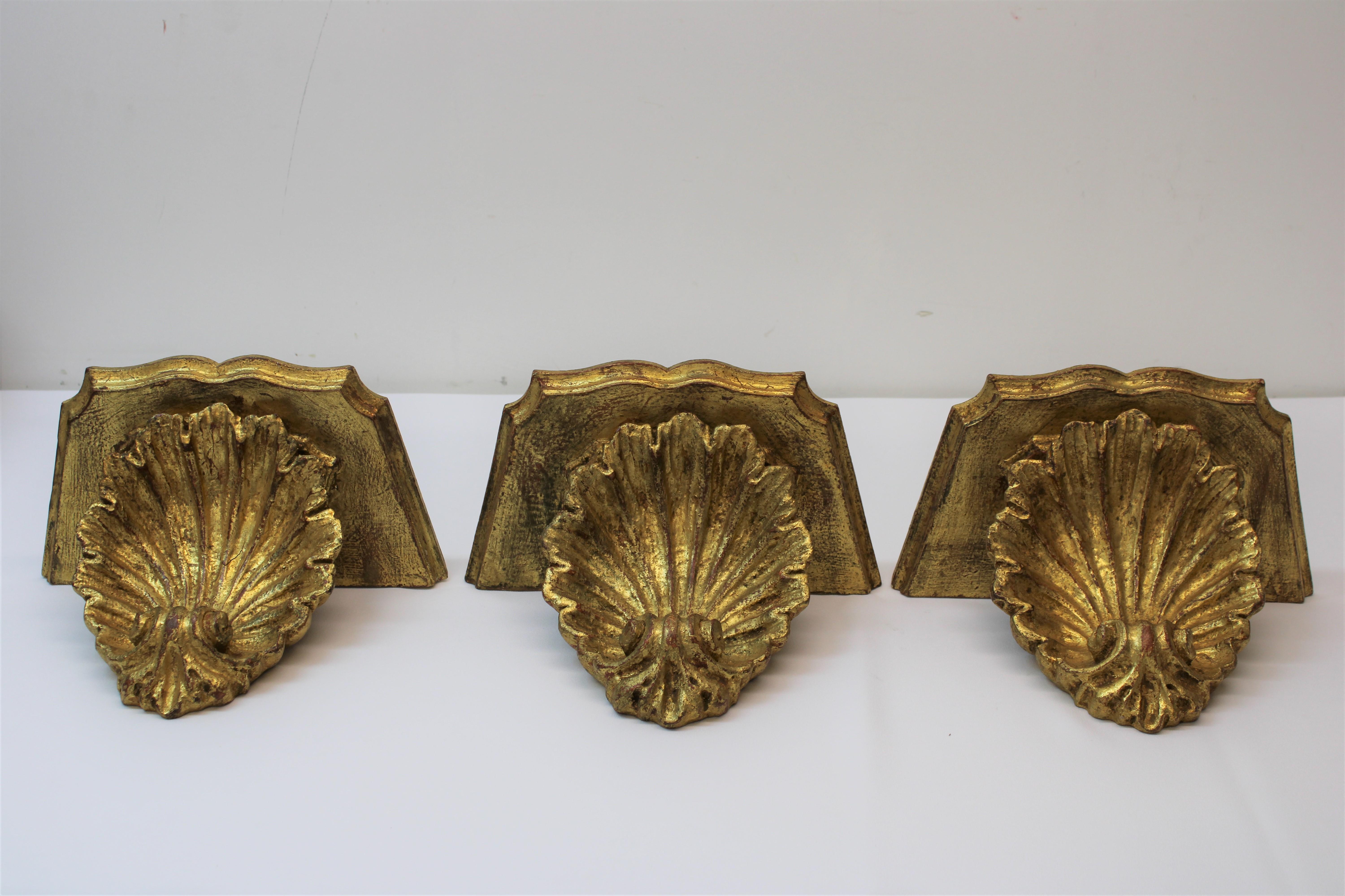 Hand Carved Wood Shell Wall Shelves In Good Condition For Sale In San Francisco, CA