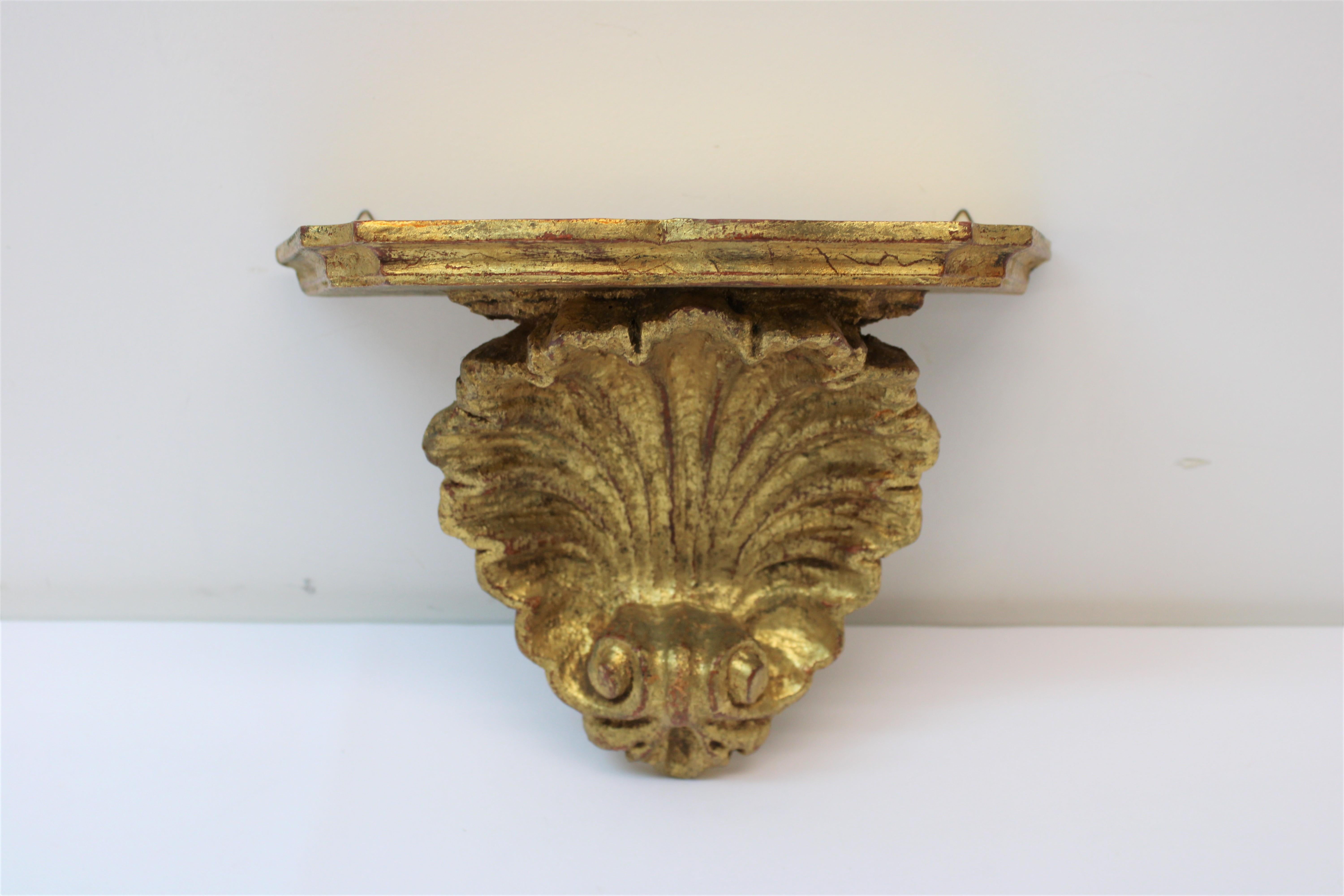 20th Century Hand Carved Wood Shell Wall Shelves For Sale