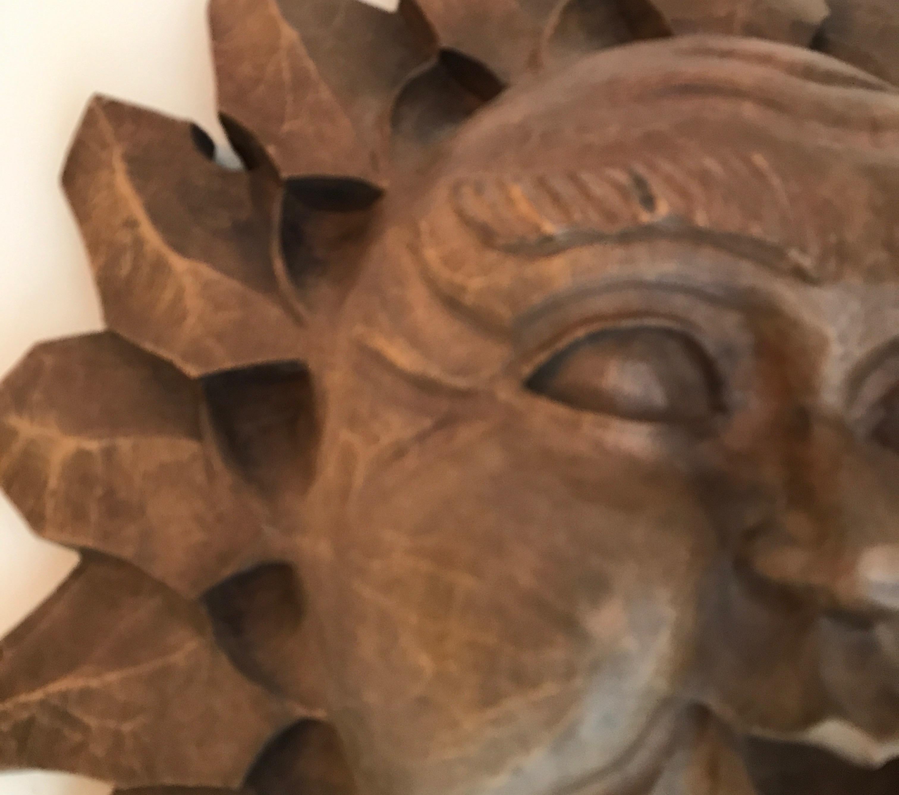 20th Century Hand Carved Wood Sun Sculpture
