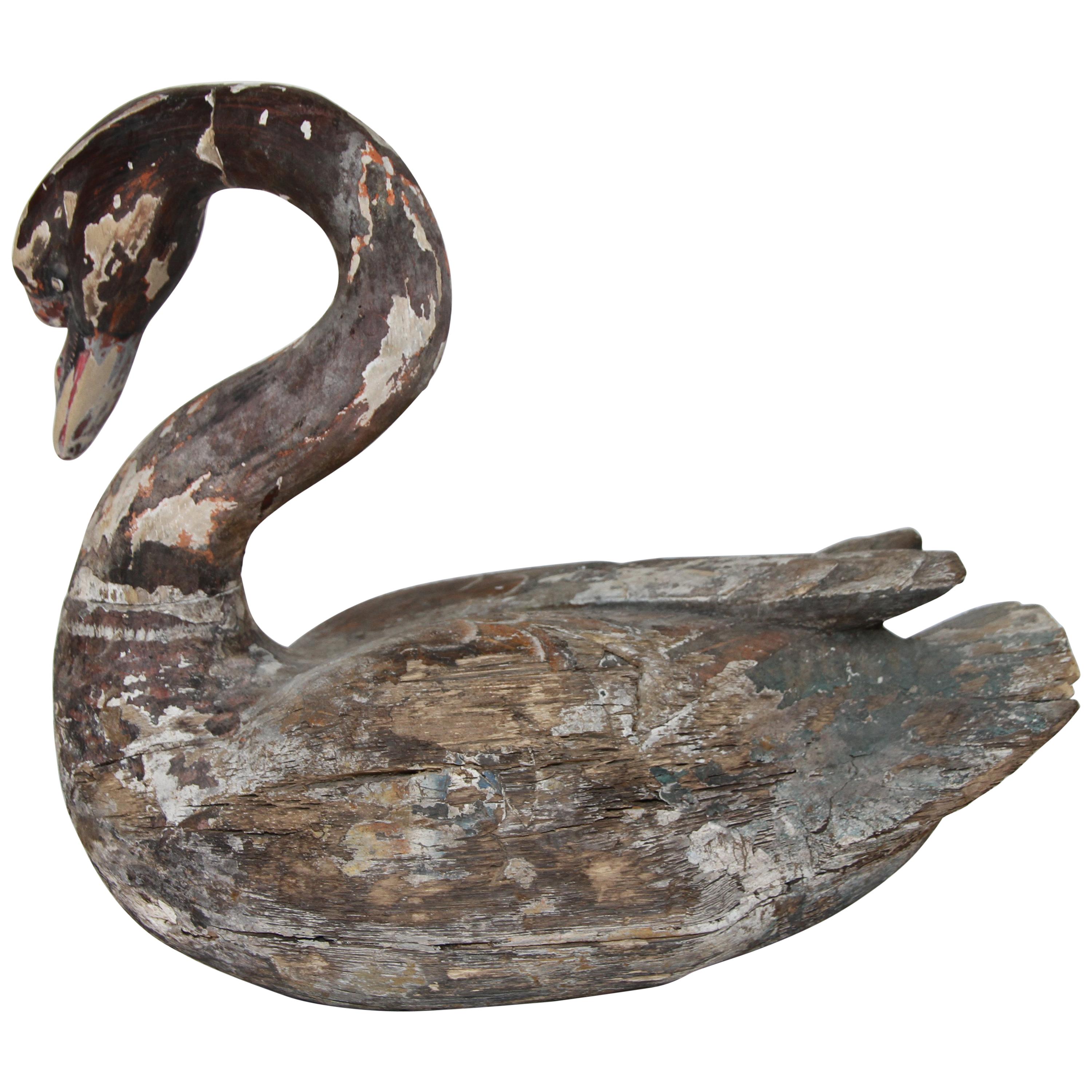 Hand-Carved Wood Swan from France