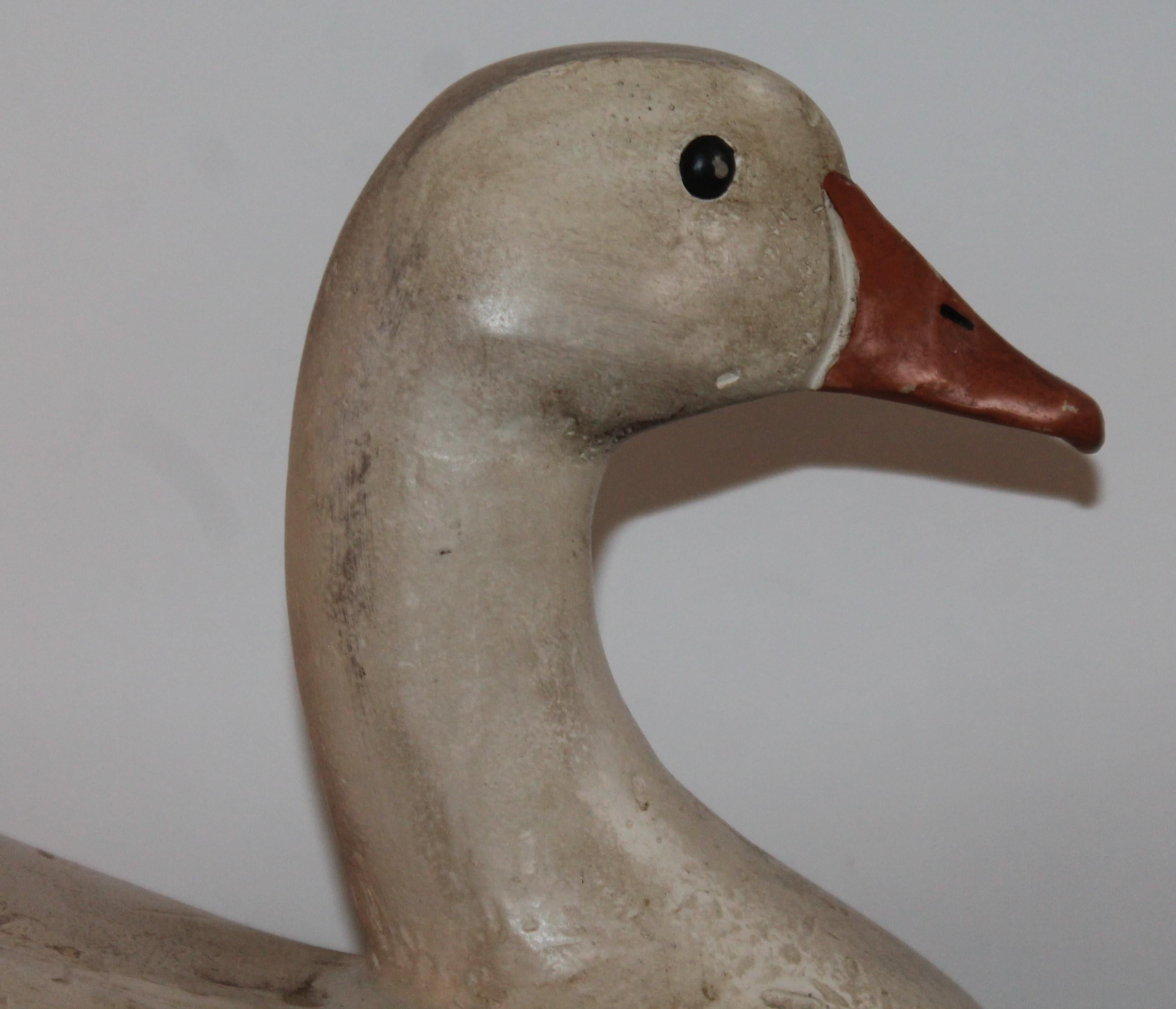 Hand Carved Wood Swan Signed and Dated In Good Condition In Los Angeles, CA