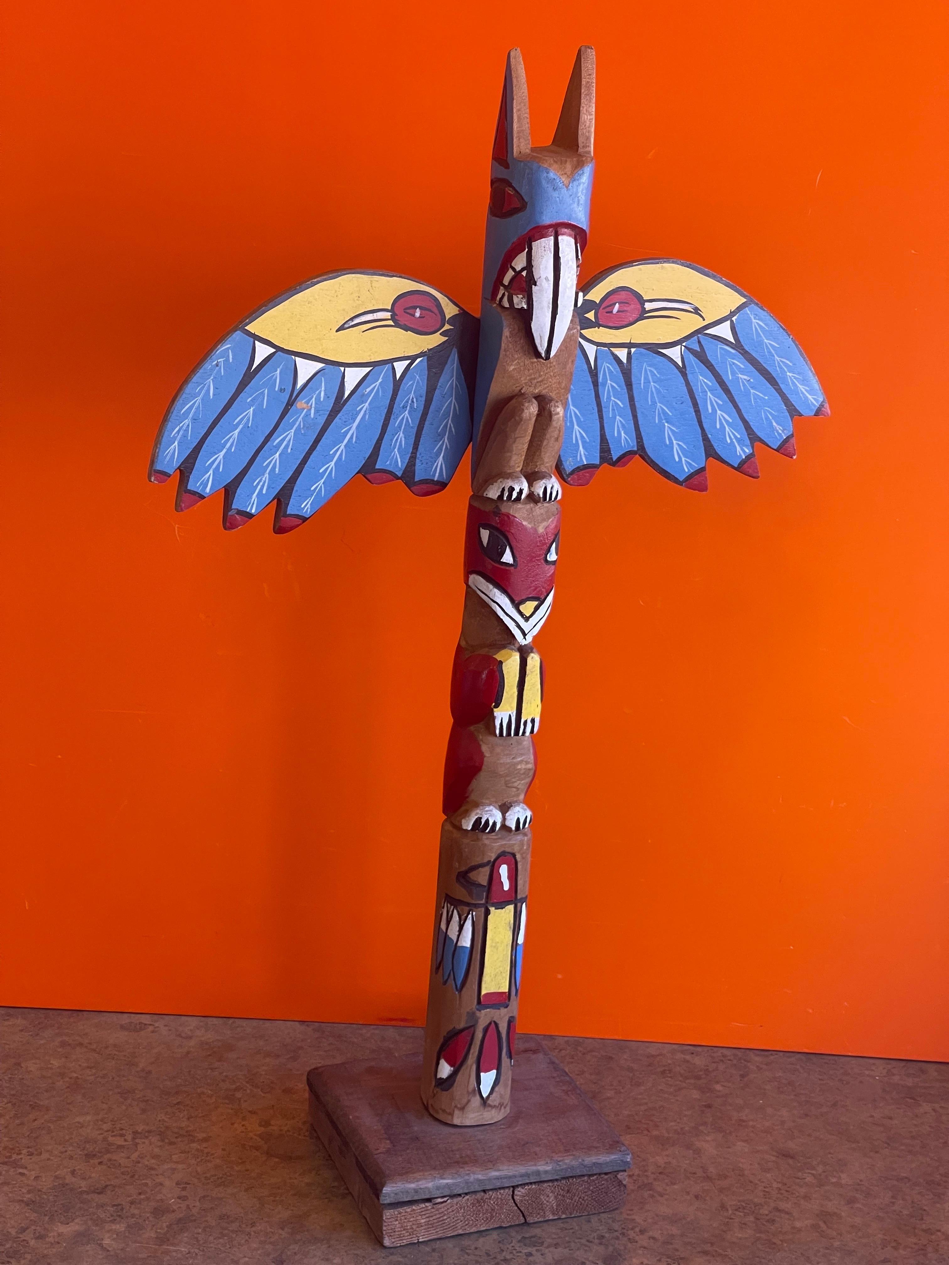 Hand Carved Wood Totem Pole For Sale 2