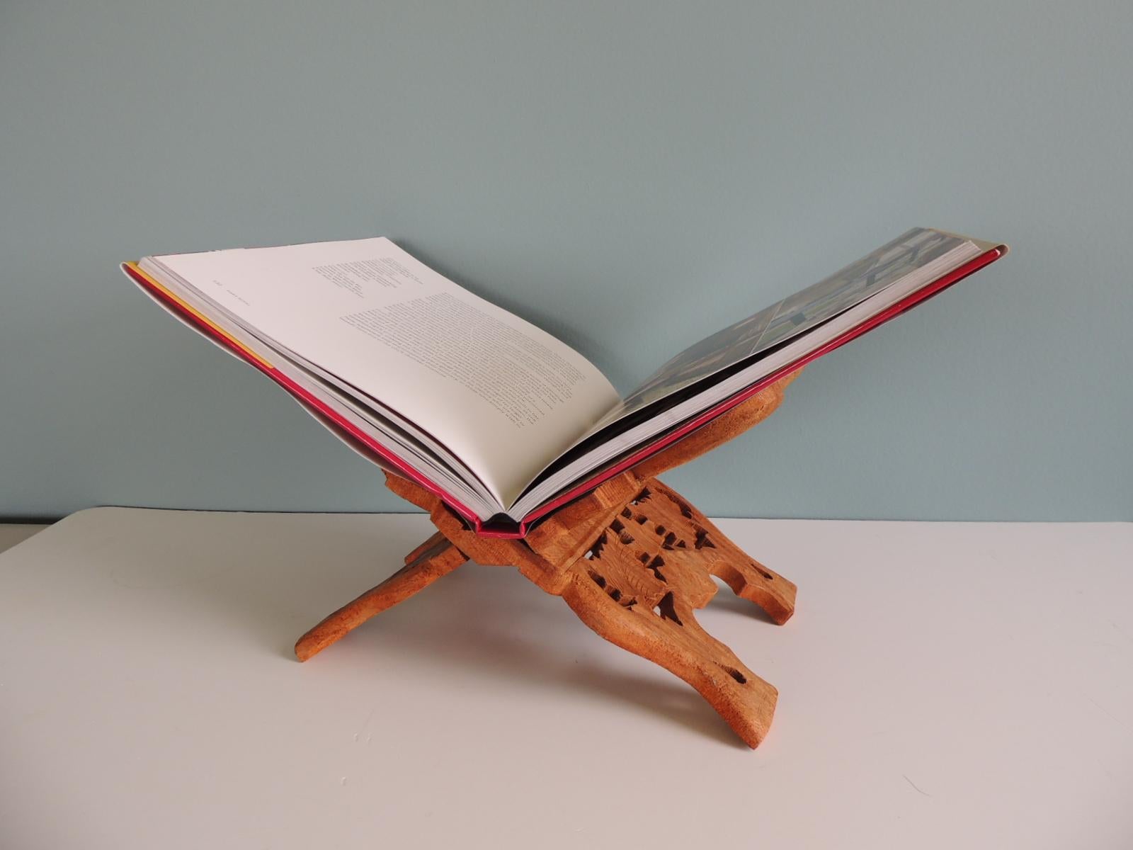 Hand-Carved Indian Hand Carved Wood Vintage Book Stand