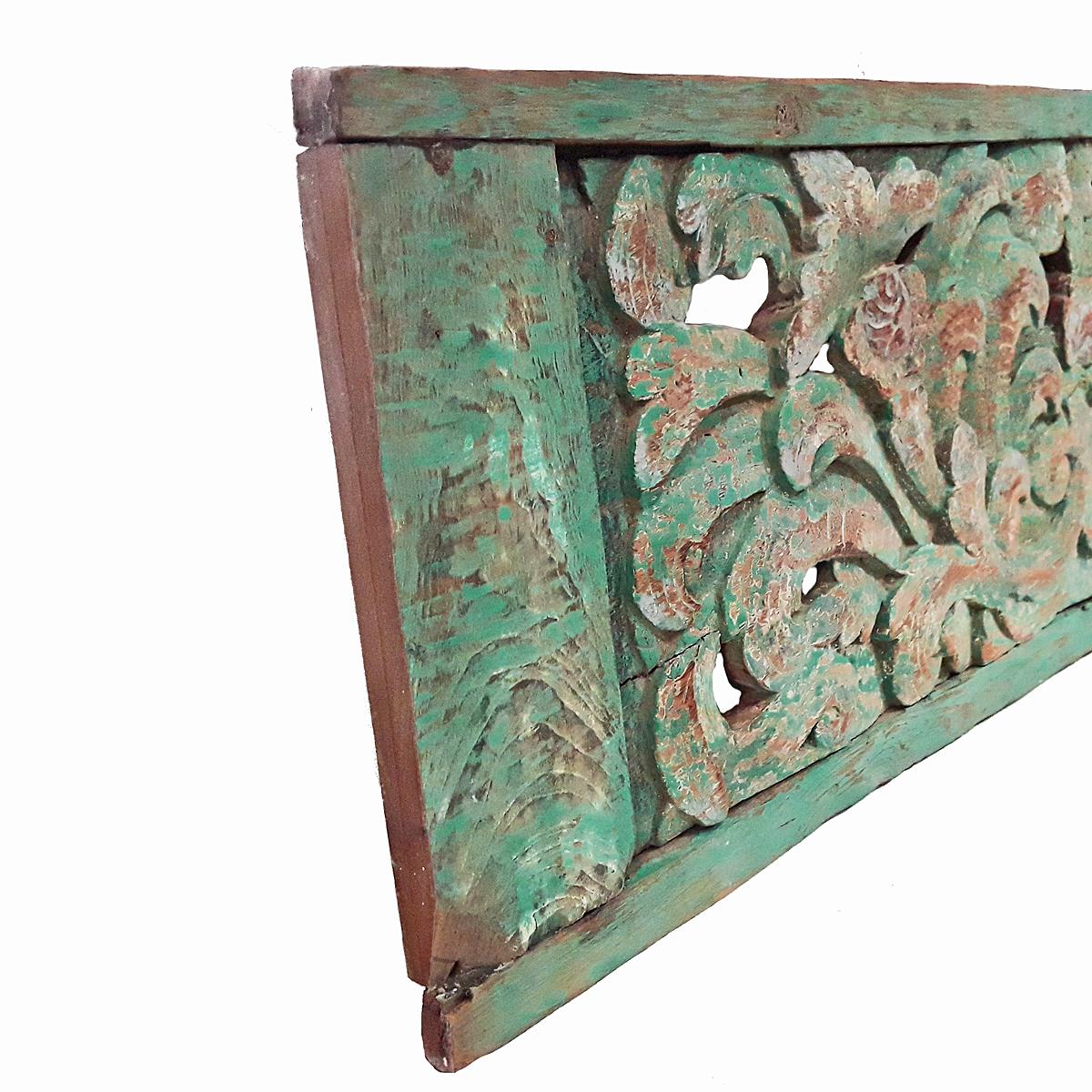 Dutch Colonial Hand Carved Wood Wall Panel from Indonesia