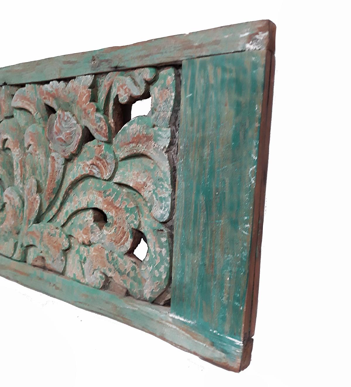 Early 20th Century Hand Carved Wood Wall Panel from Indonesia