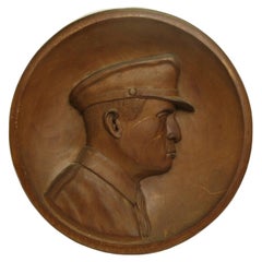 Vintage Hand Carved Wood Wall Plaque of General MacArthur