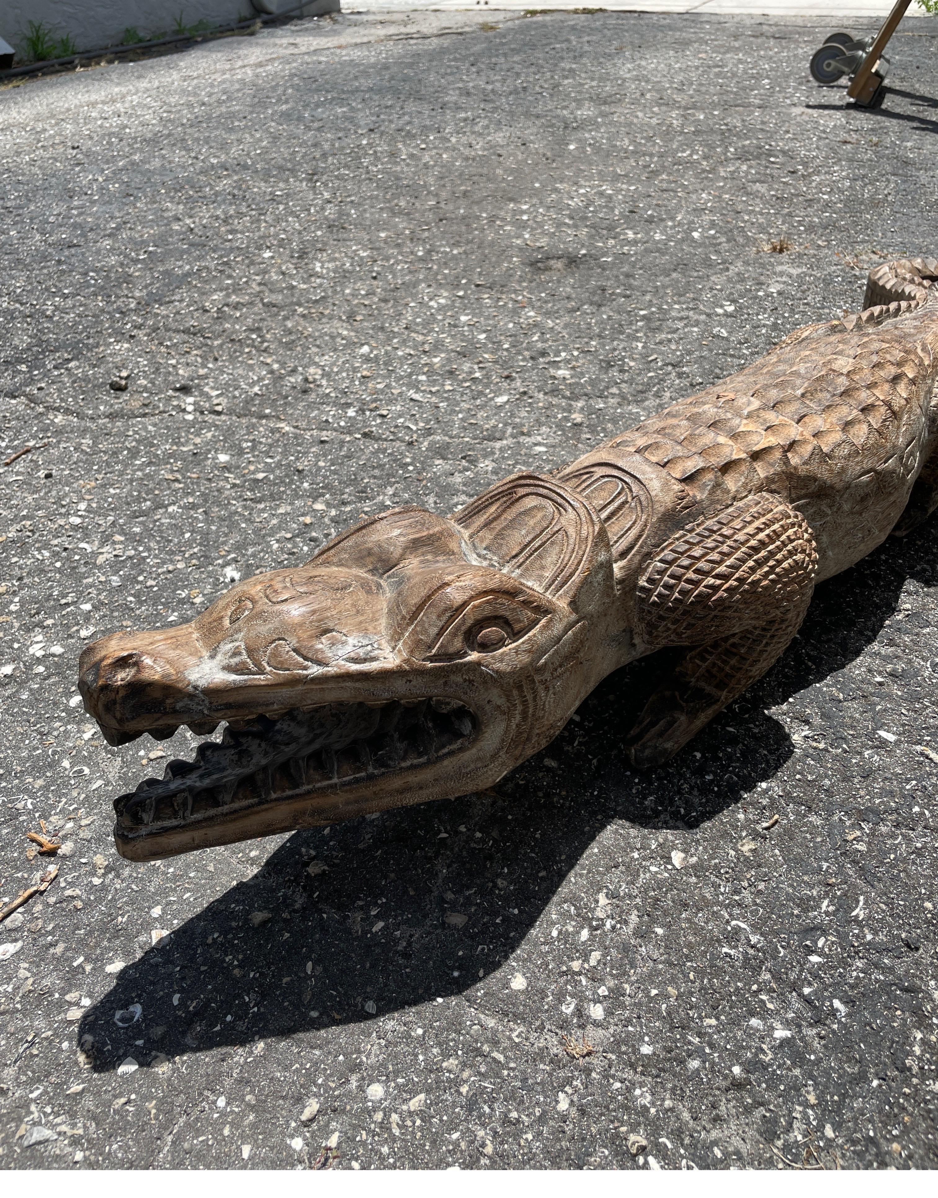 Philippine Hand Carved Wooden Alligator
