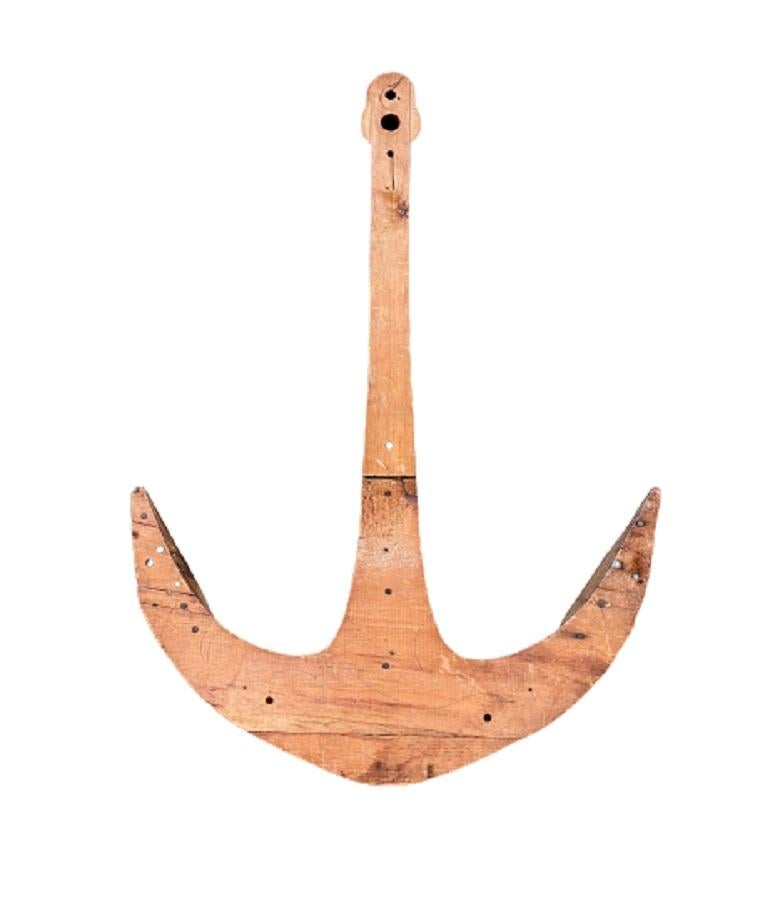 Large Hand Carved Wooden Anchor Mold, circa 1900 In Good Condition In Nantucket, MA