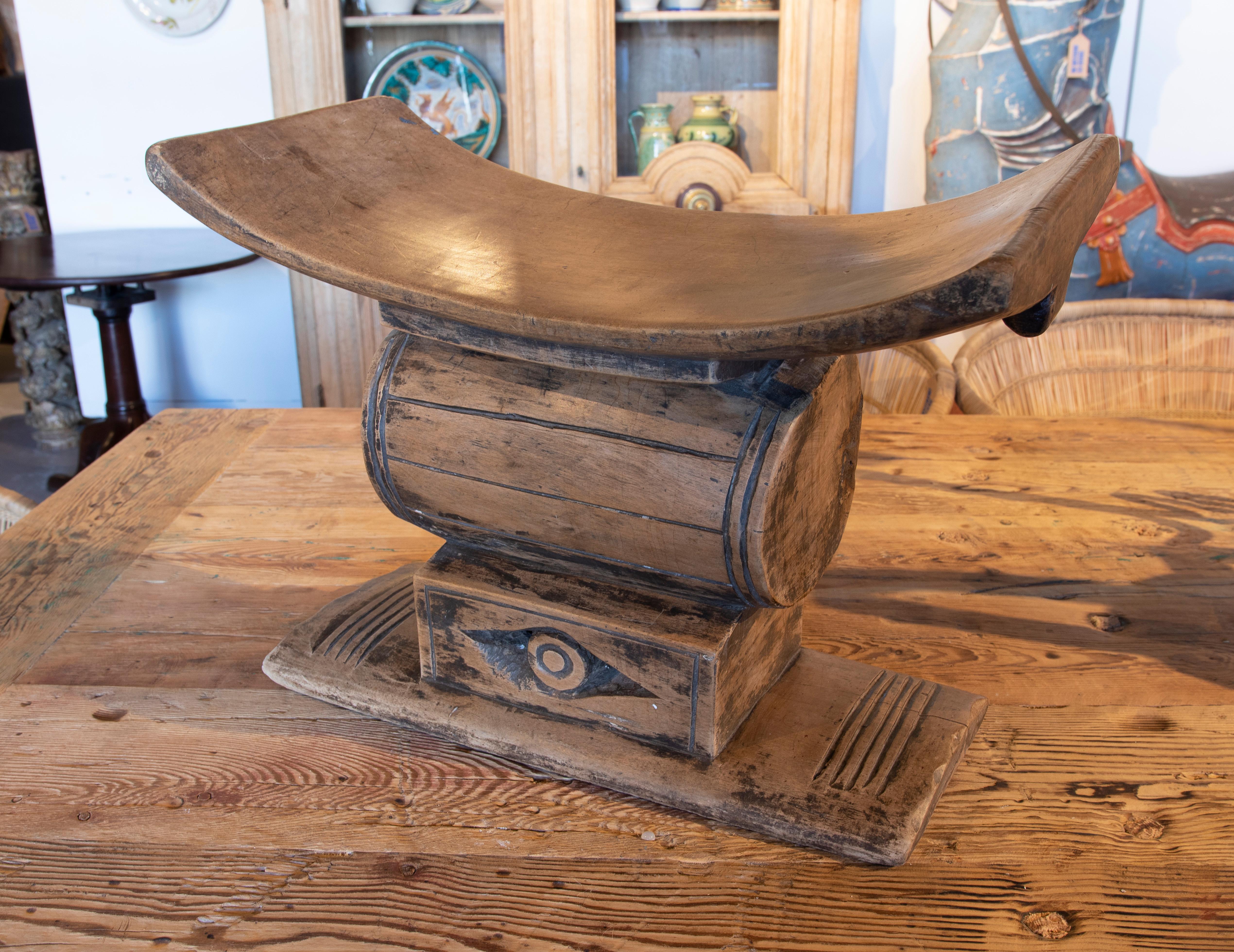 European Hand-Carved Wooden Bench For Sale
