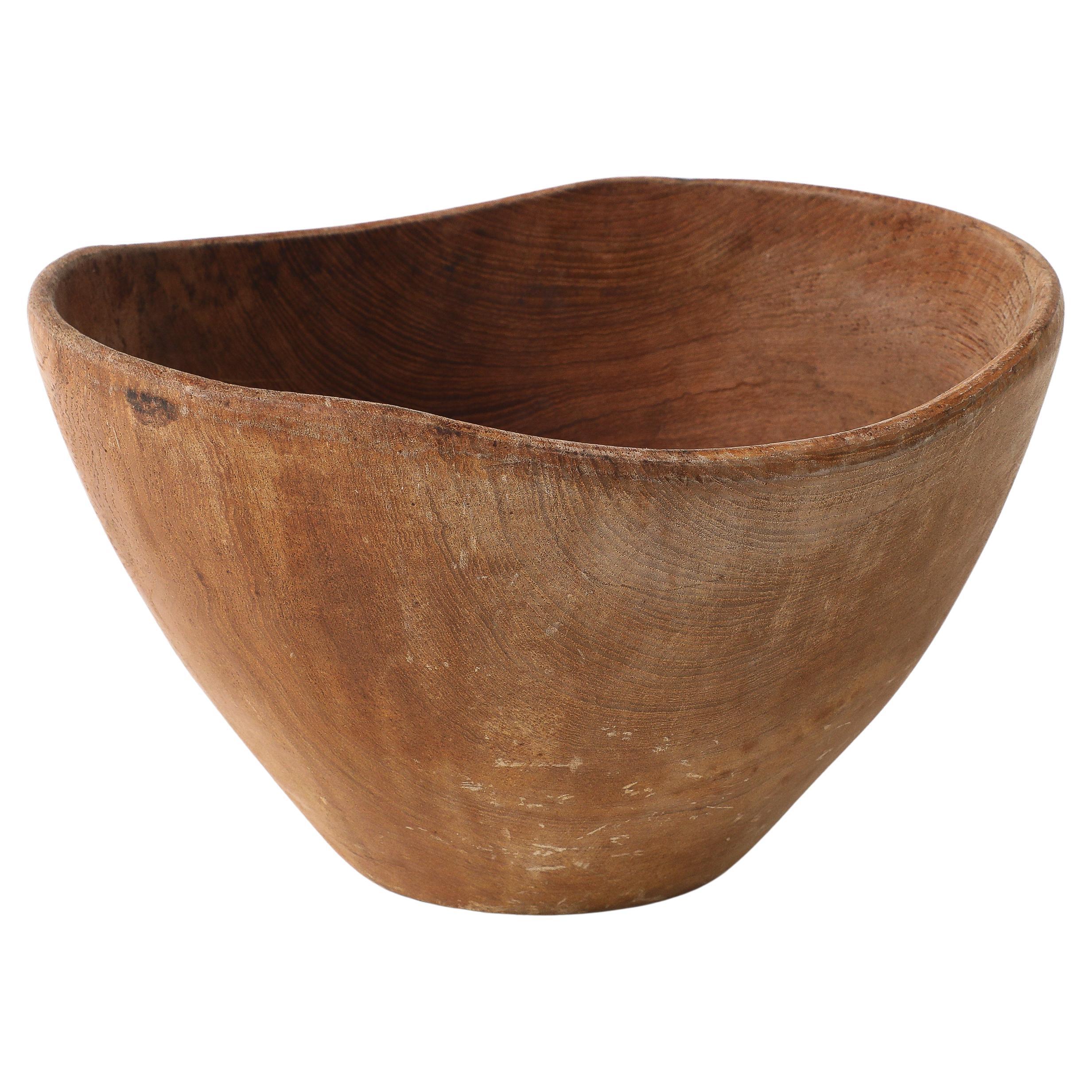 Primitive Hand Carved Wooden Bowl, France For Sale