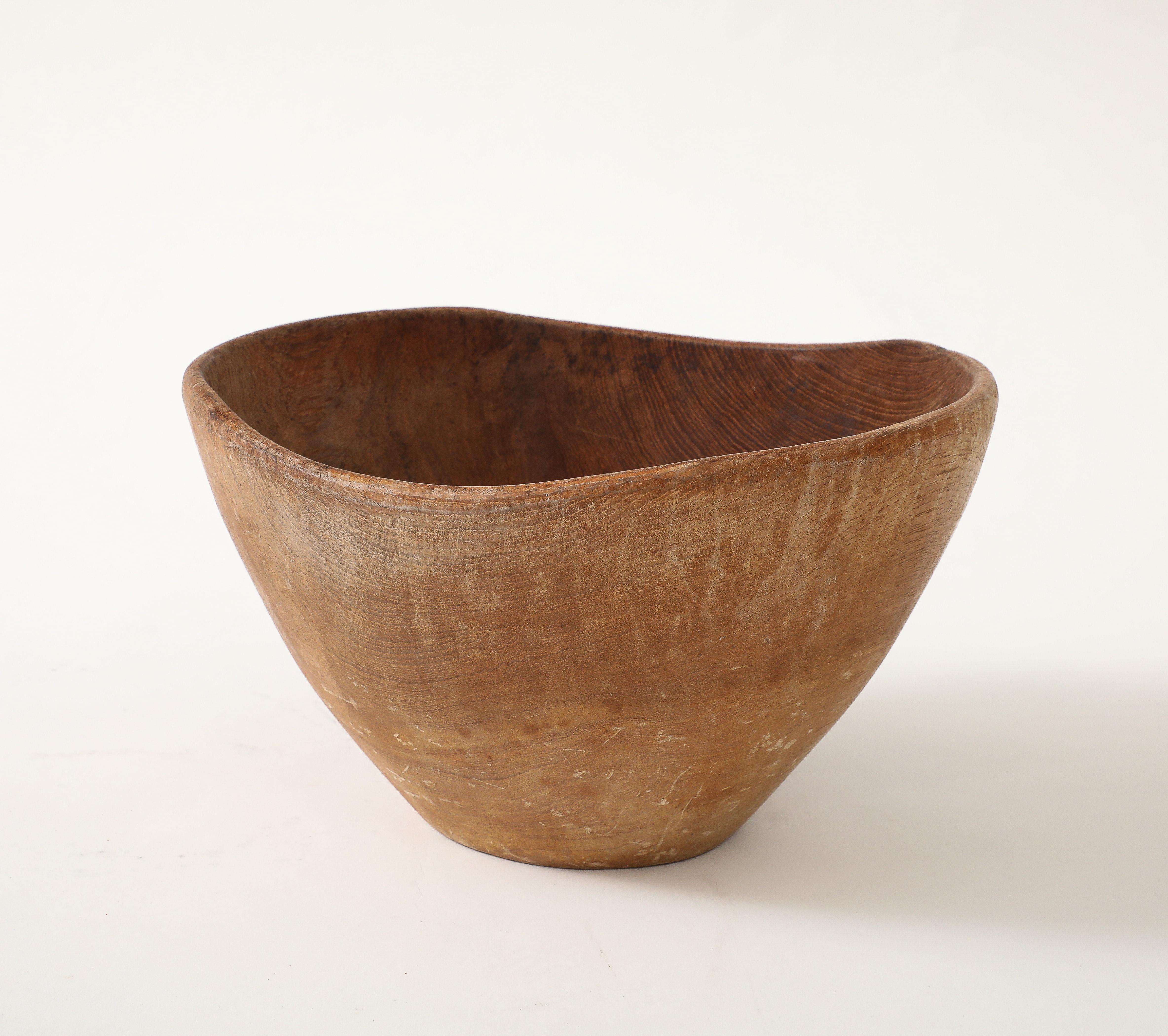 French Hand Carved Wooden Bowl, France For Sale