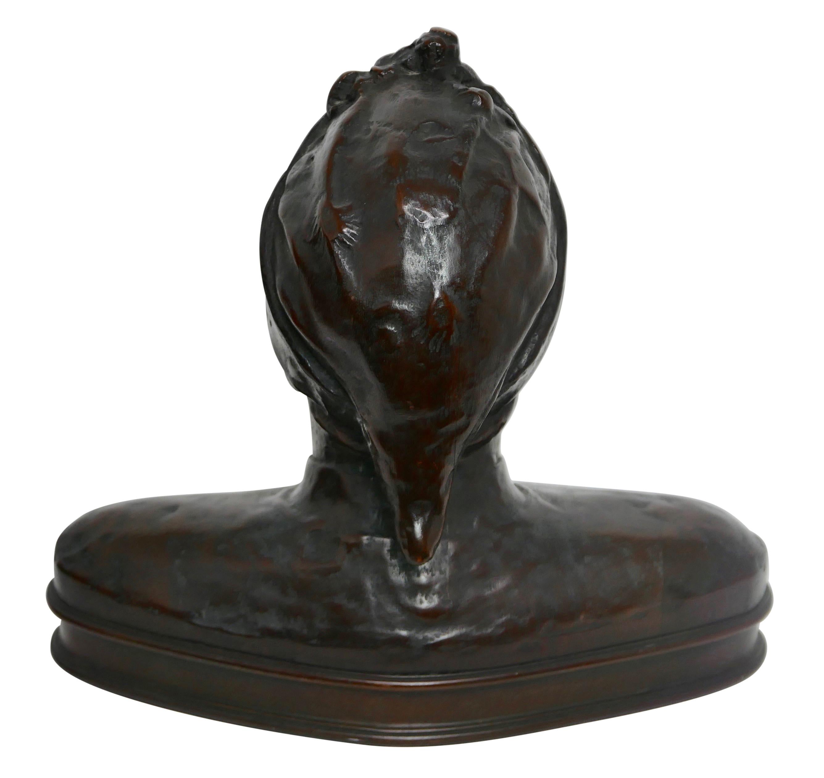 Hand Carved Wooden Bust Sculpture of Dantes, Early 20th Century 1