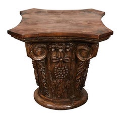 Antique Hand-Carved Wooden Capital