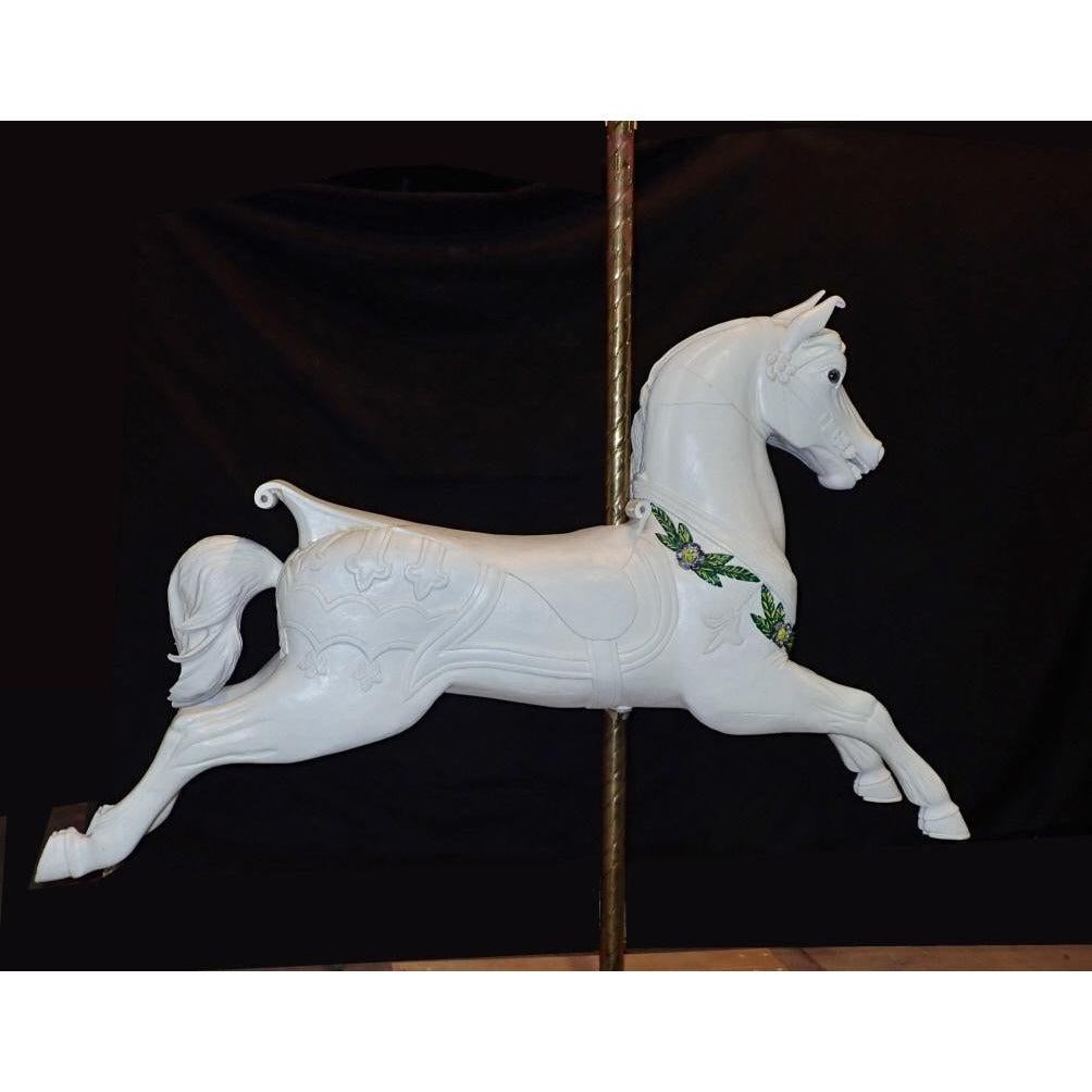 American Craftsman Hand Carved White Painted Wooden Carousel Horse