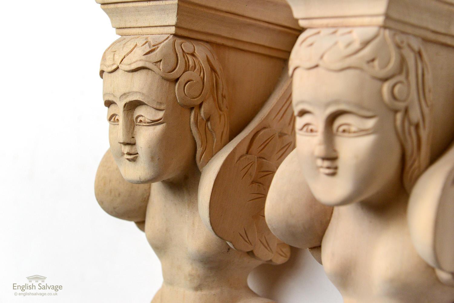 European Hand Carved Wooden Cherub Figure Corbels, 20th Century For Sale