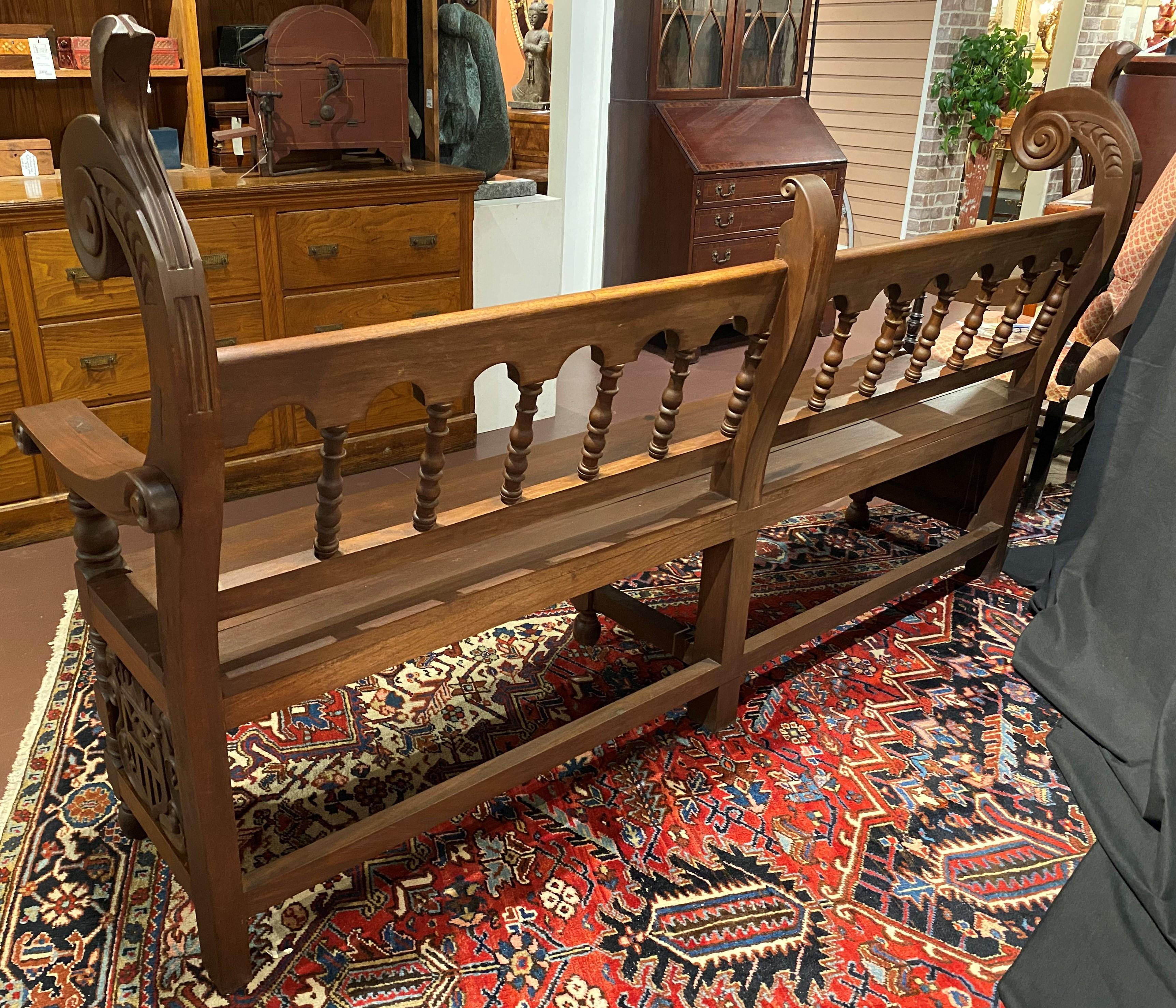 Hand Carved Wooden Church Pew or Bench from Guatemala For Sale 5