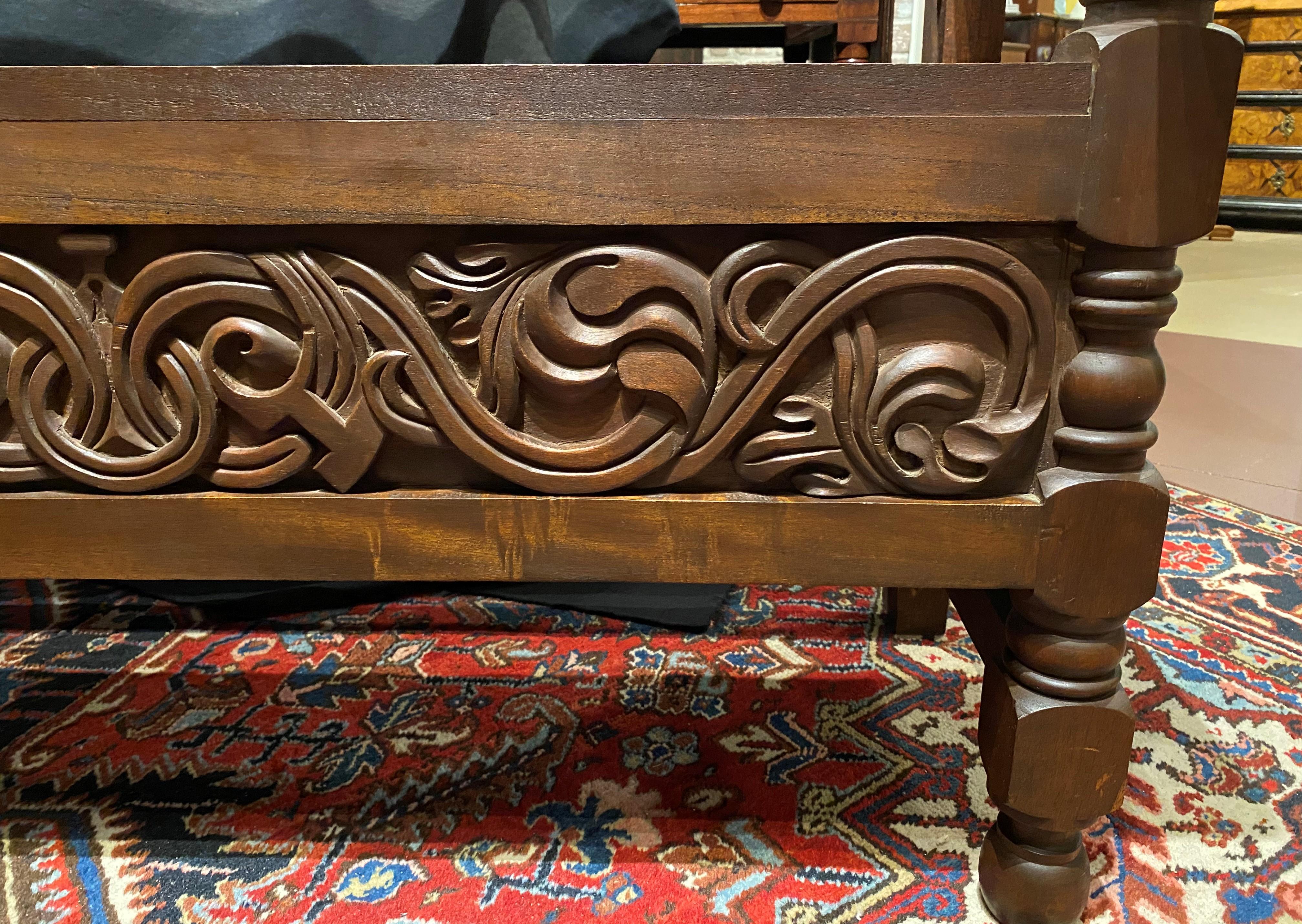 Hand Carved Wooden Church Pew or Bench from Guatemala For Sale 2