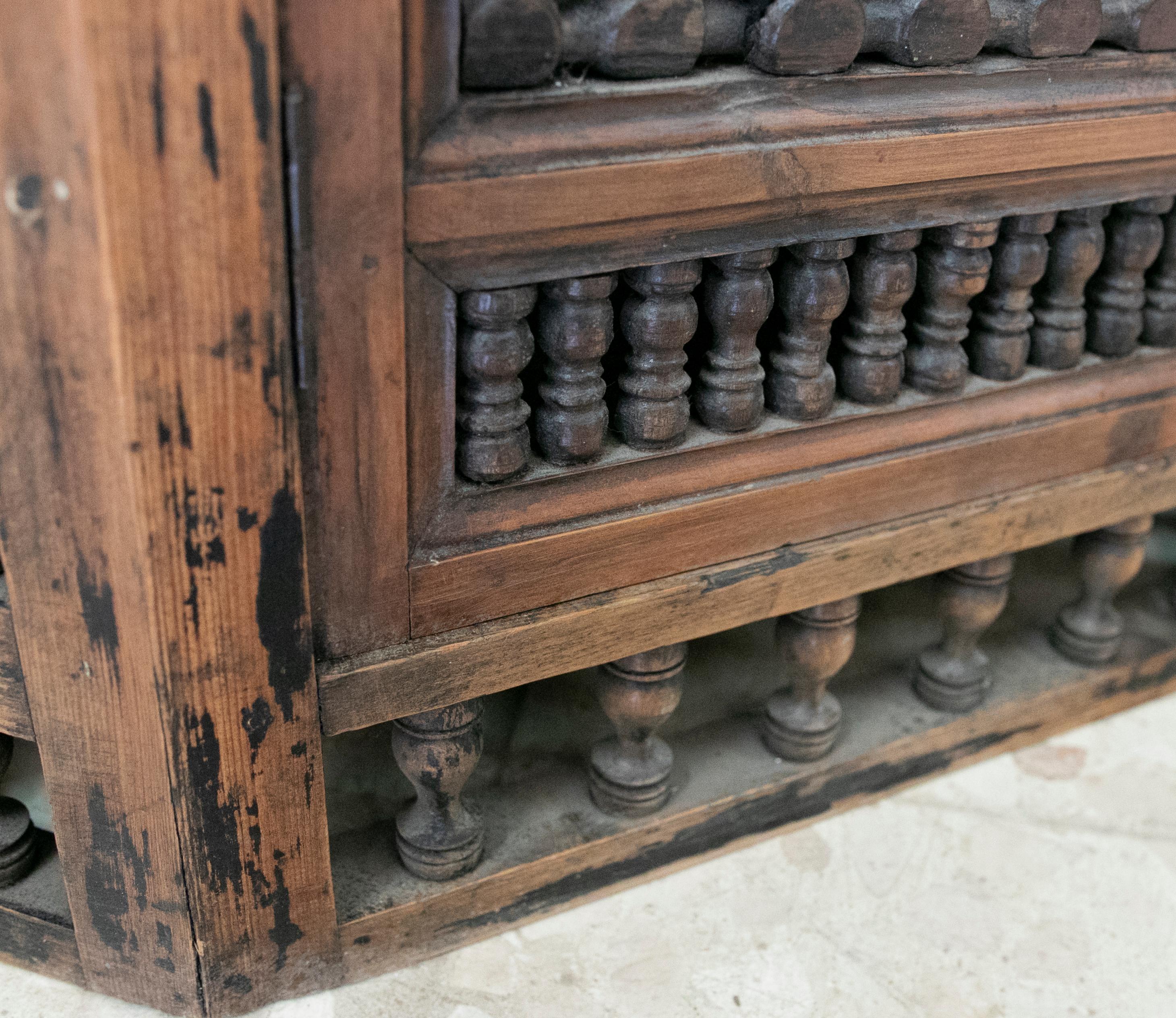 Hand-Carved Wooden Corner with One Door For Sale 14