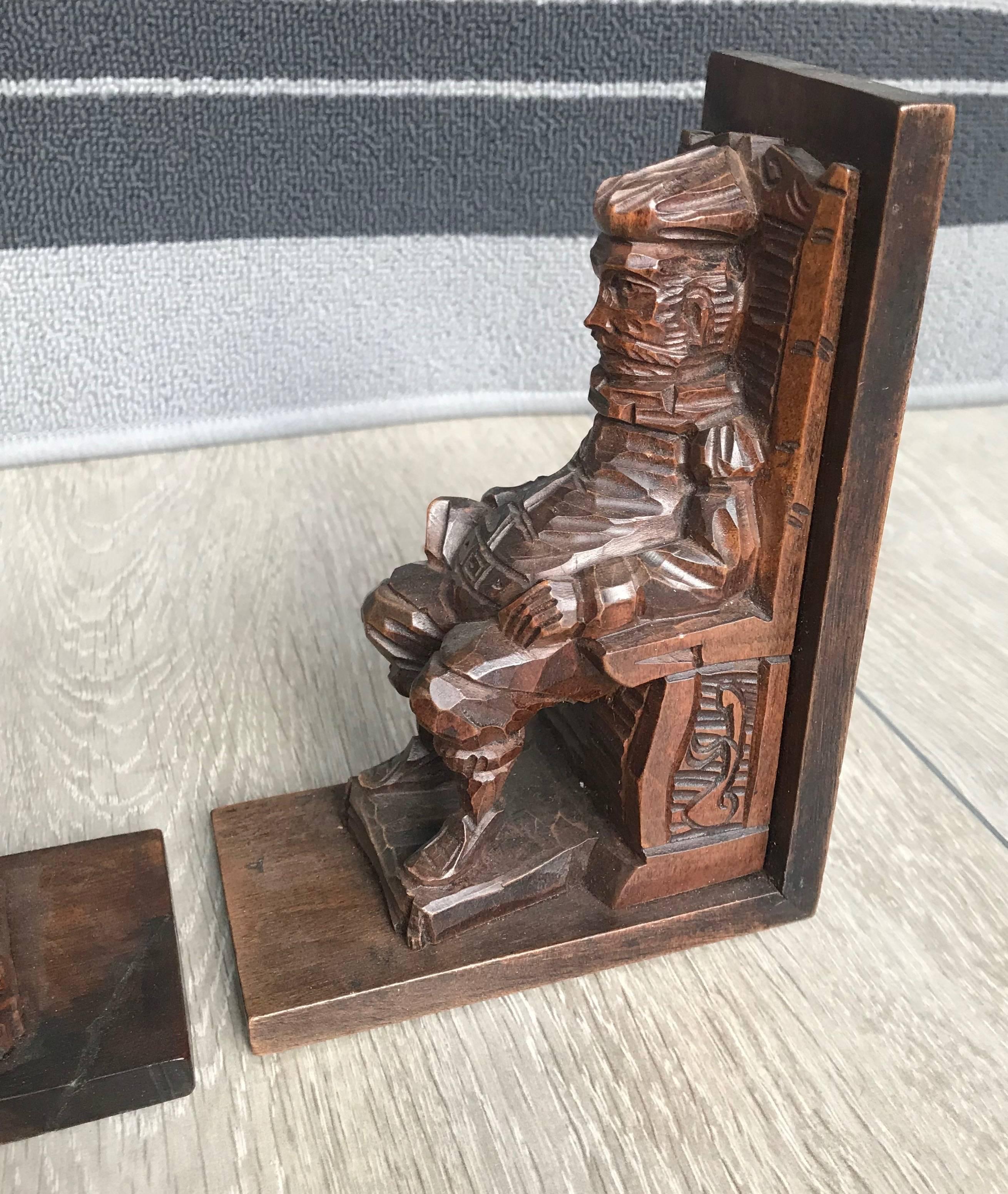 Hand-Carved Wooden Don Quixote and Sancho Panza Bookends 2
