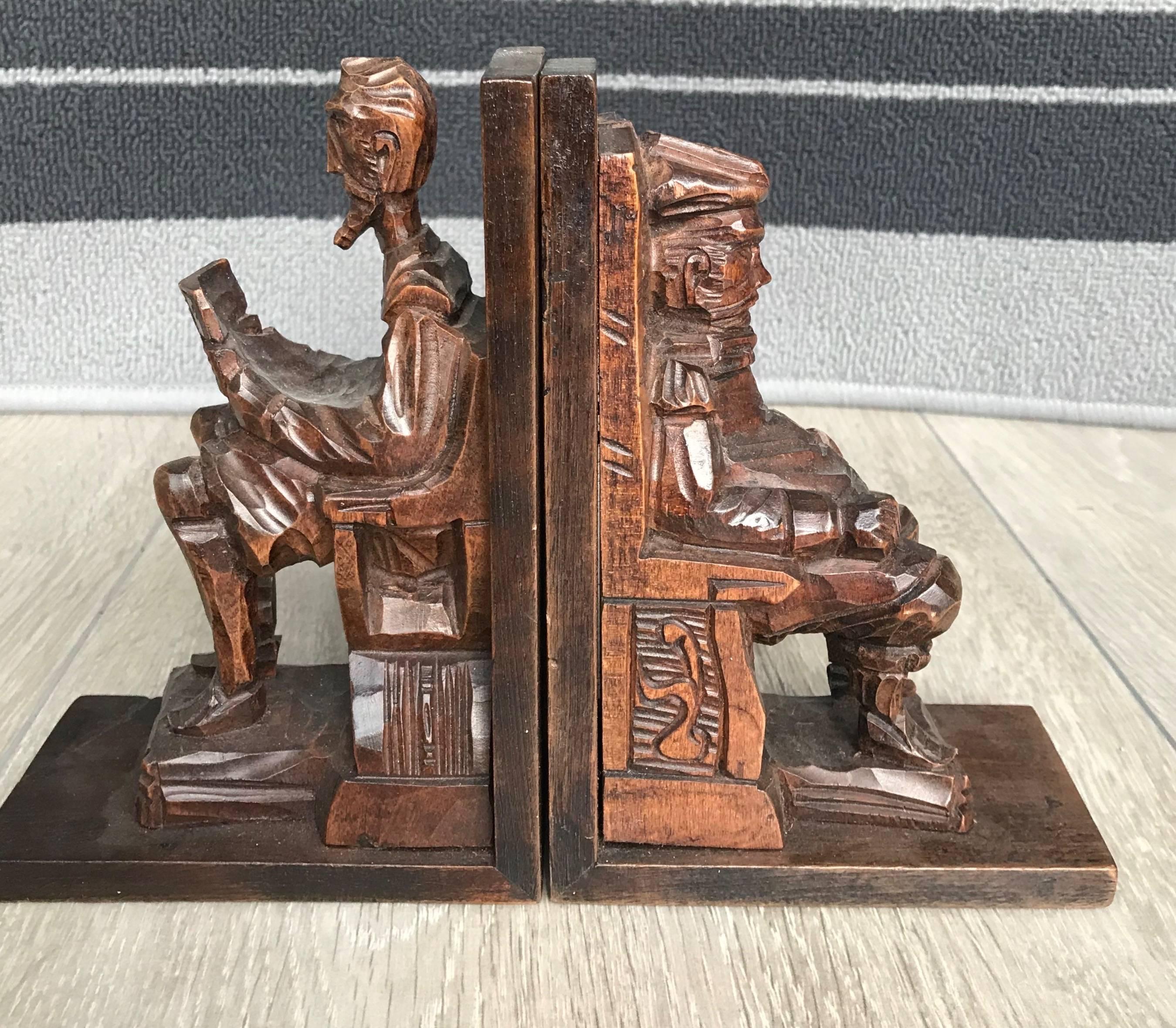 Hand-Carved Wooden Don Quixote and Sancho Panza Bookends 3