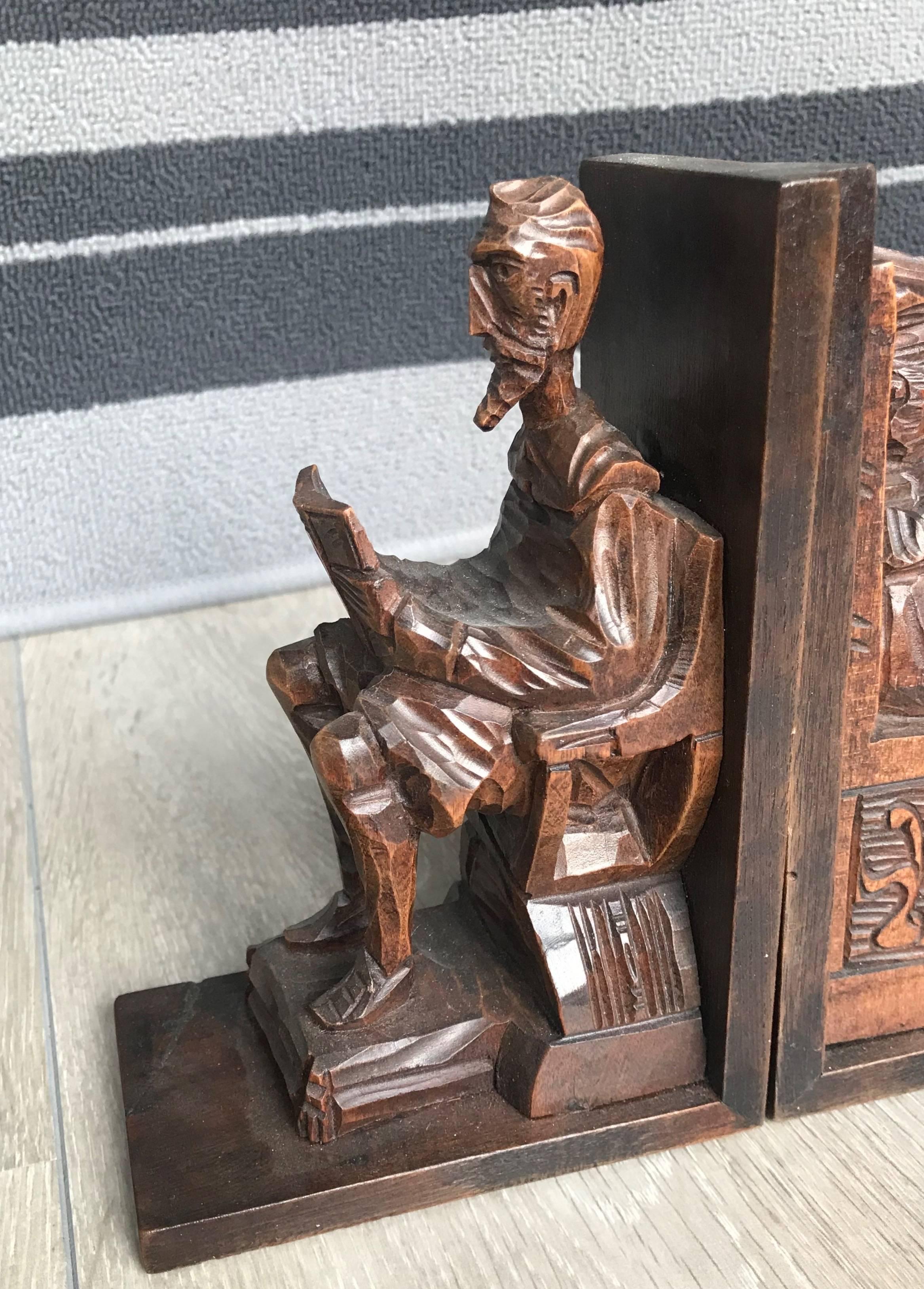Hand-Carved Wooden Don Quixote and Sancho Panza Bookends 4