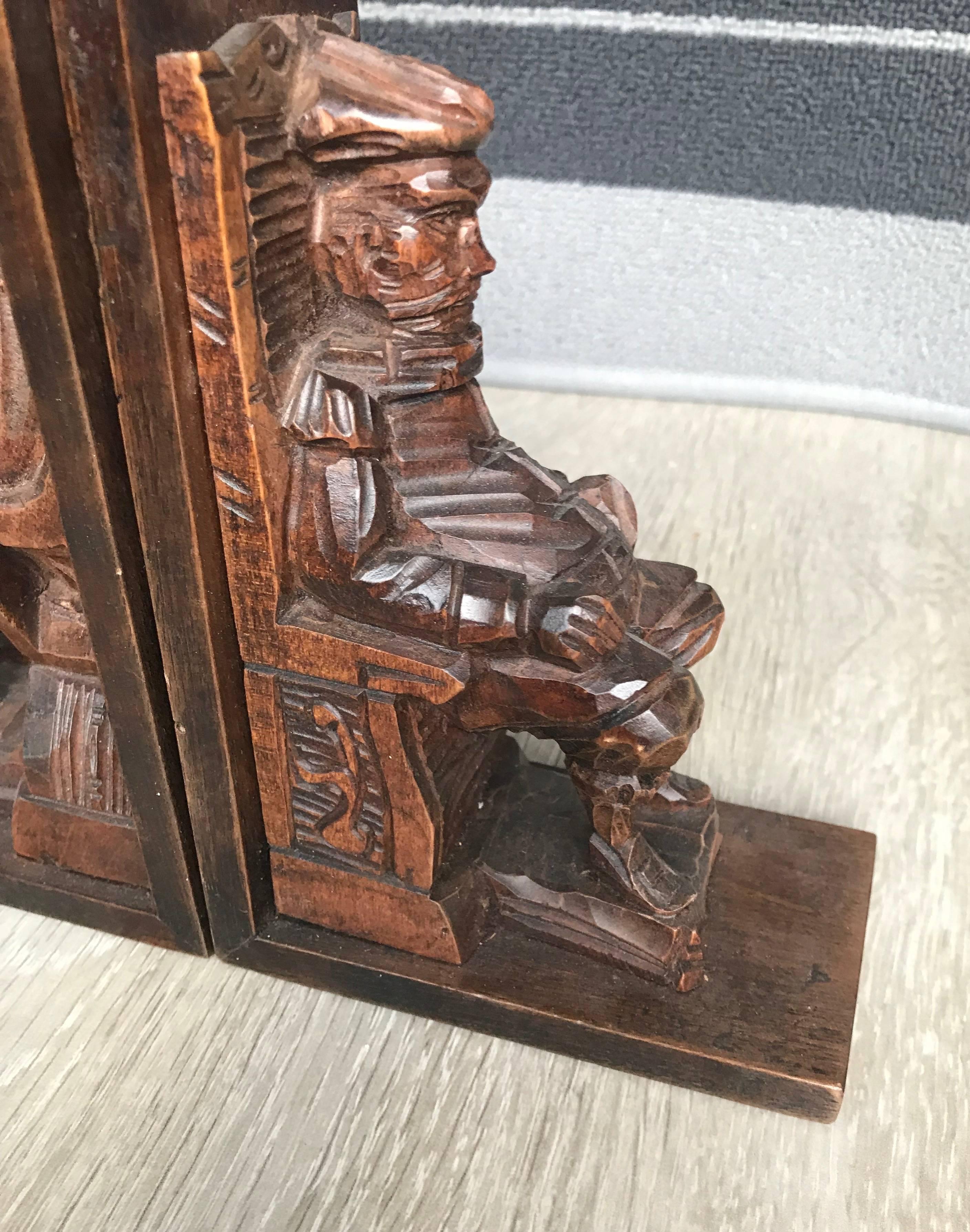 Hand-Carved Wooden Don Quixote and Sancho Panza Bookends 5
