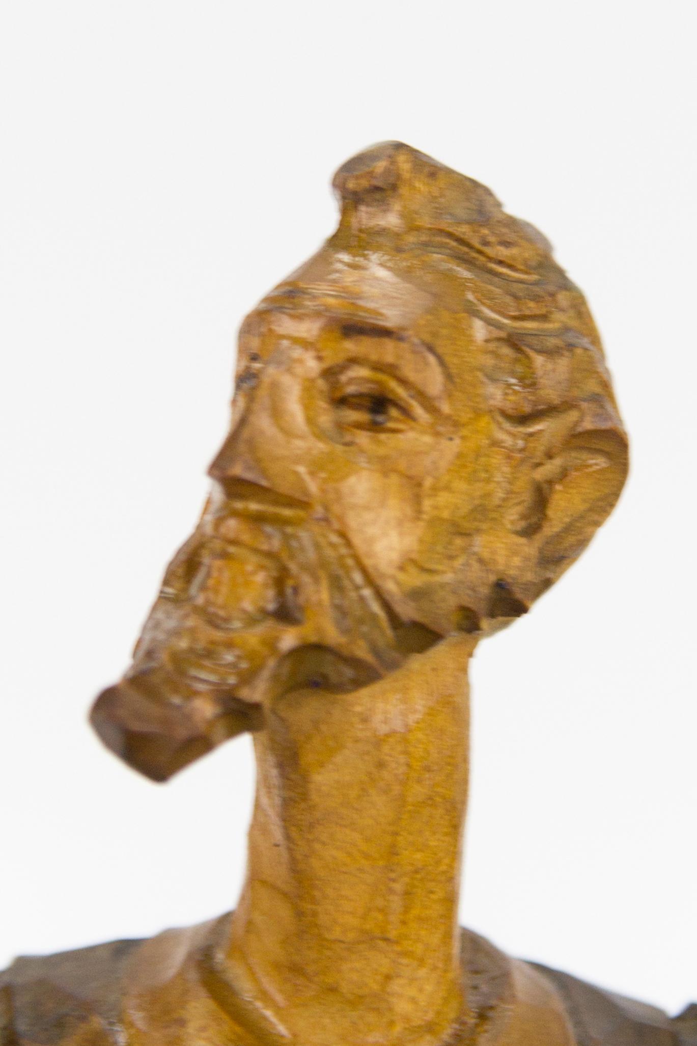 Handgeschnitzte Holzskulptur-Buchstützen aus Don Quixote und Sancho Panza-Skulptur im Angebot 9