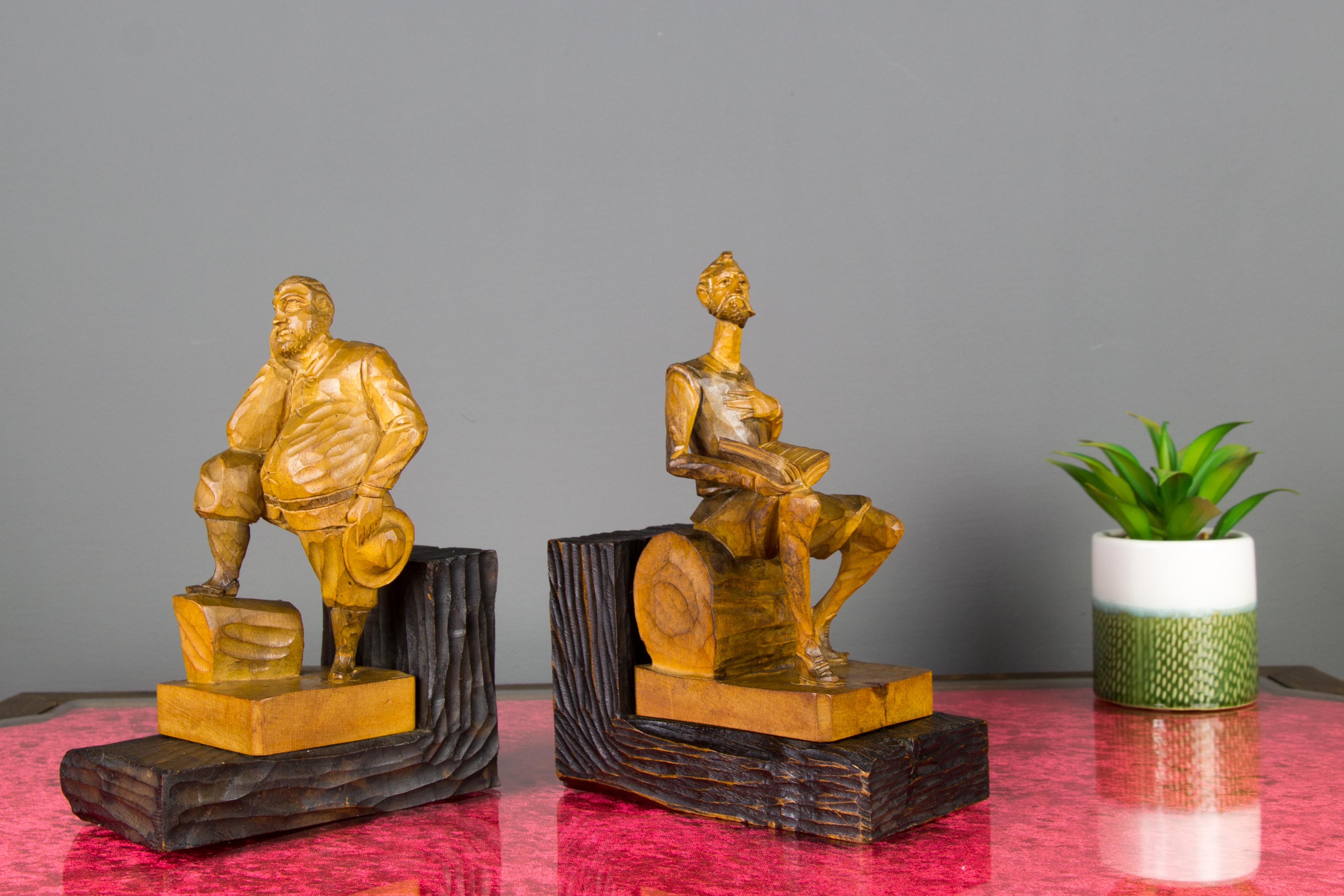 carved wooden bookends