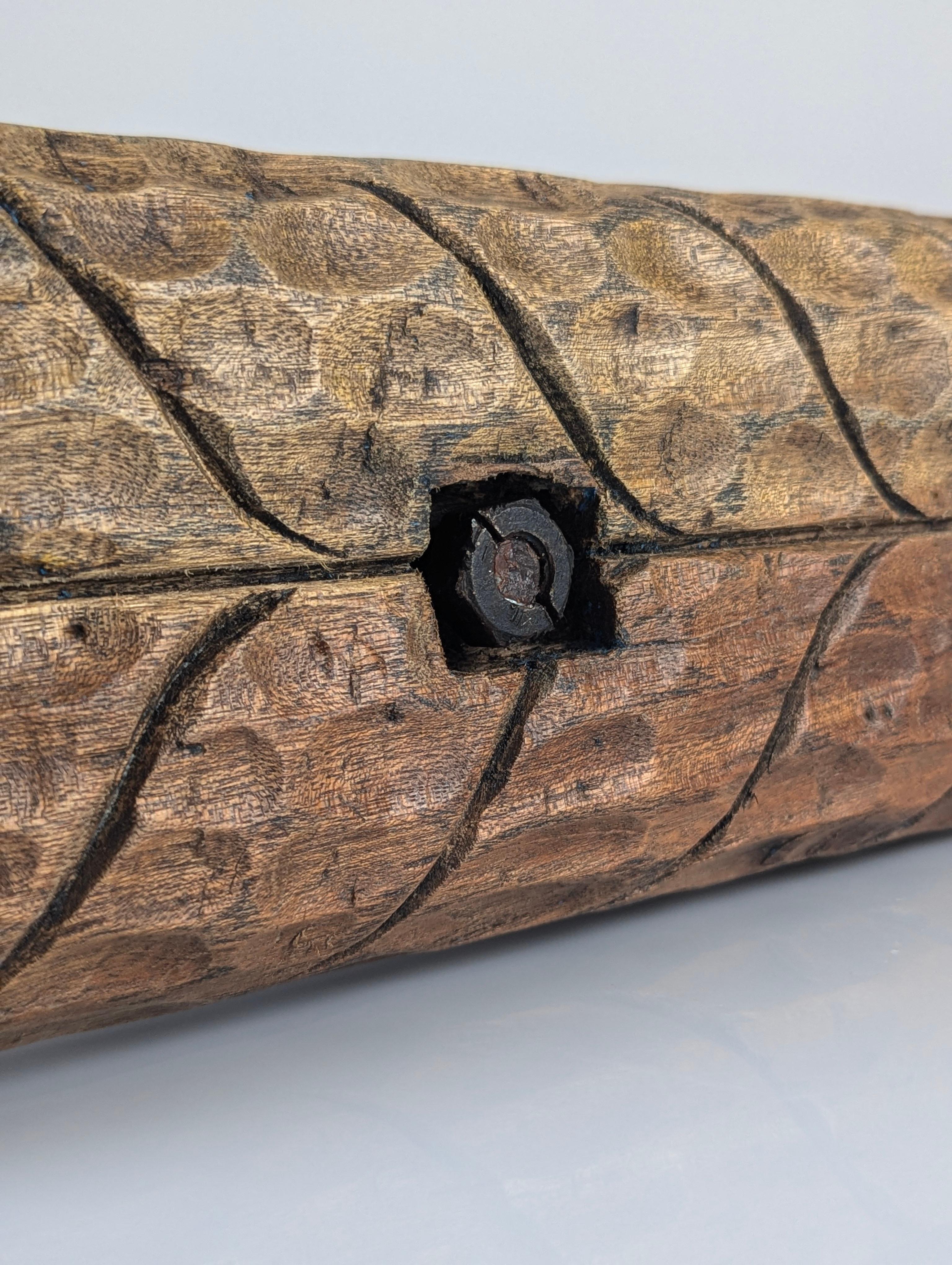 Hand-carved Wooden Double Door Handle with Wheat Spike Design, 1900s For Sale 4