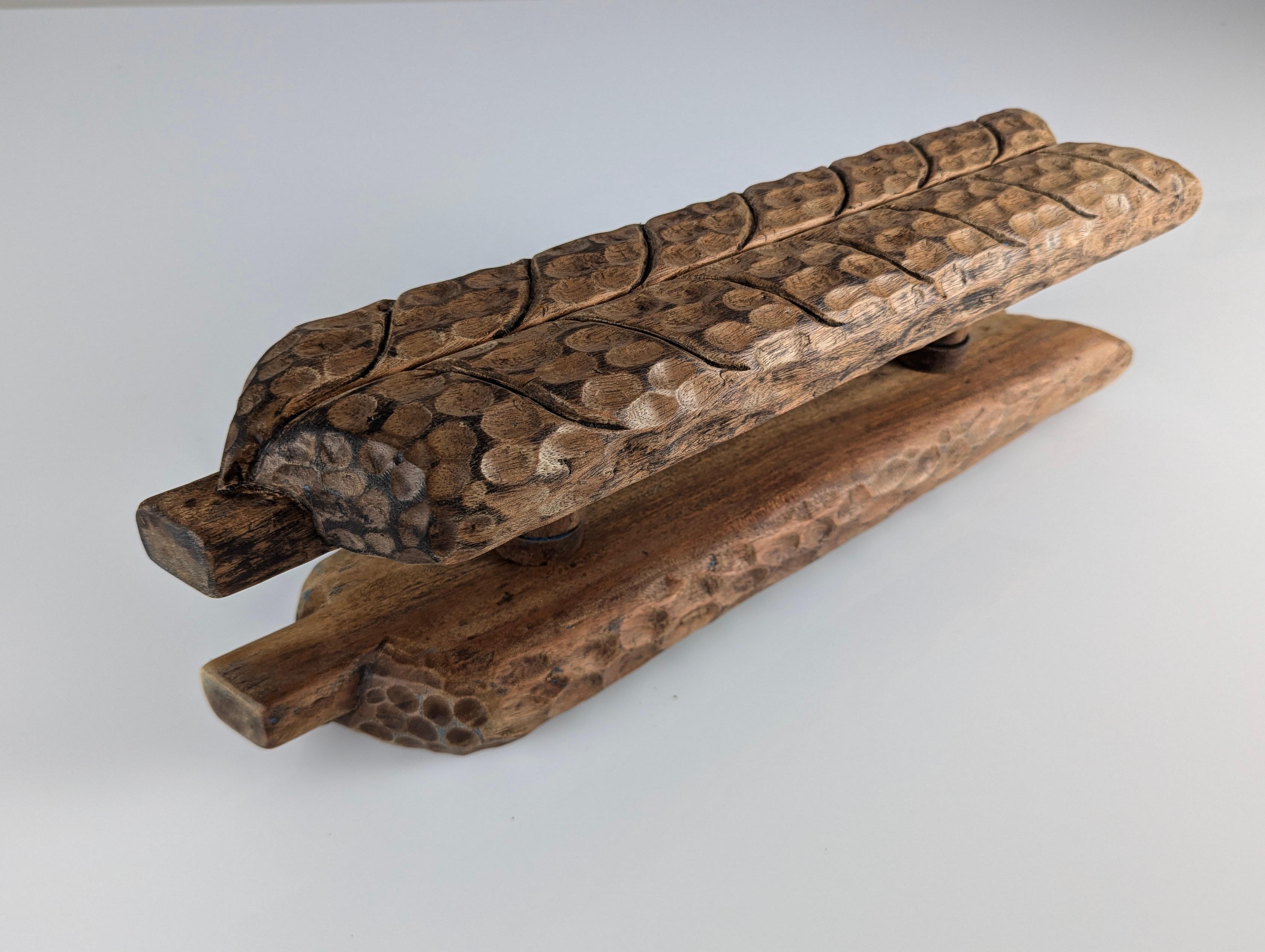 20th Century Hand-carved Wooden Double Door Handle with Wheat Spike Design, 1900s For Sale