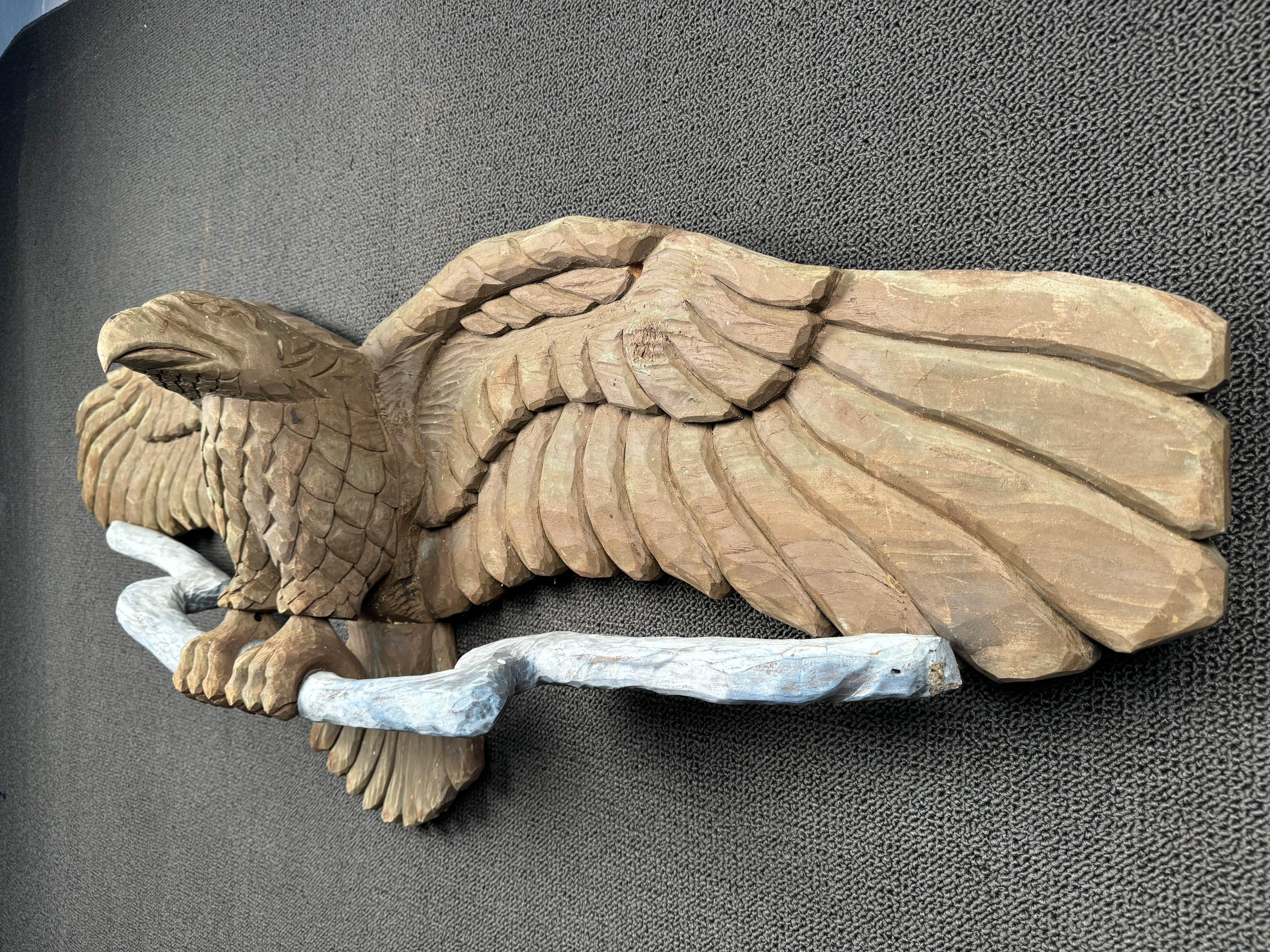 Hand Carved Wooden Eagle Art For Sale 5
