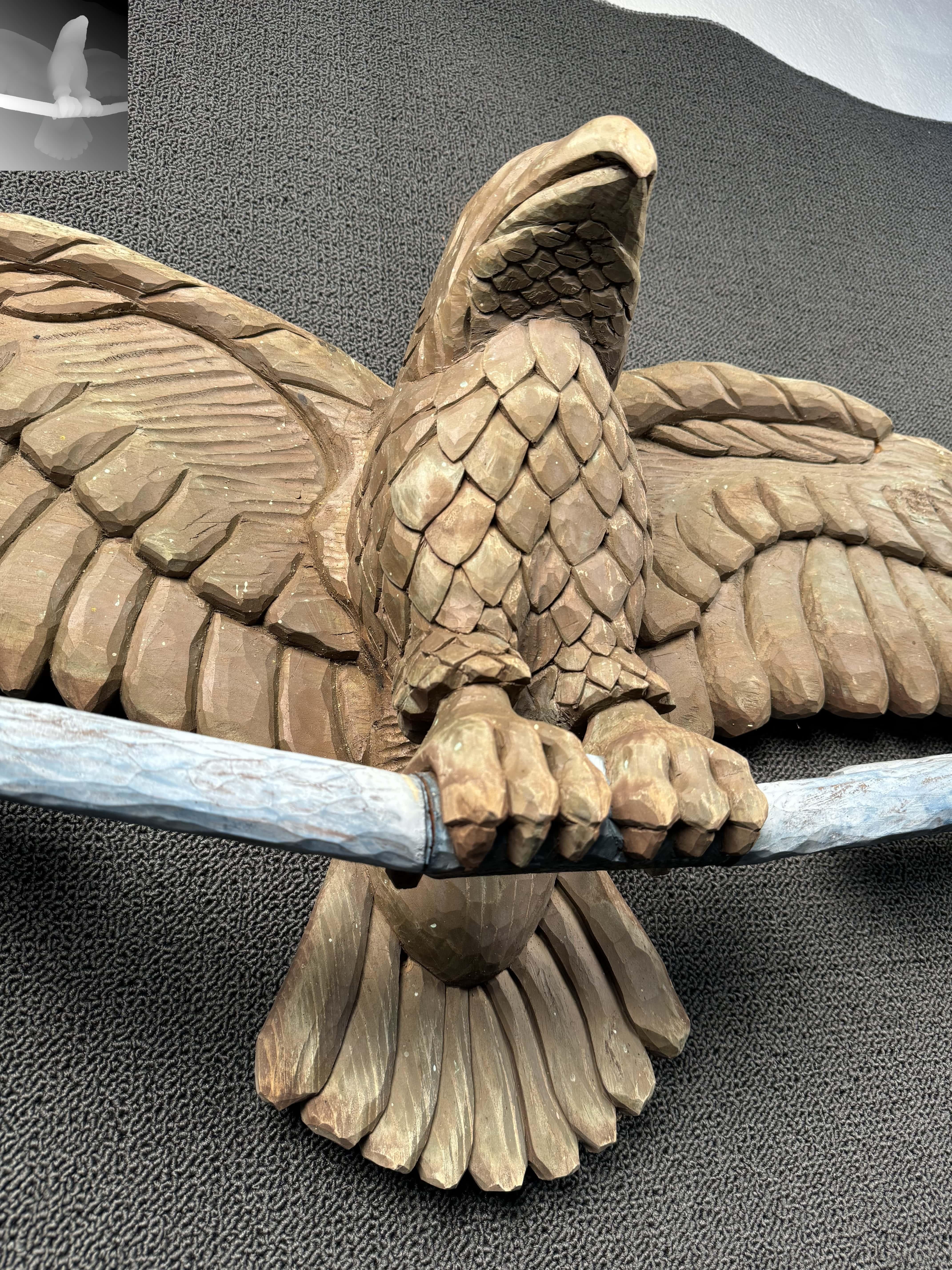 Hand Carved Wooden Eagle Art For Sale 7