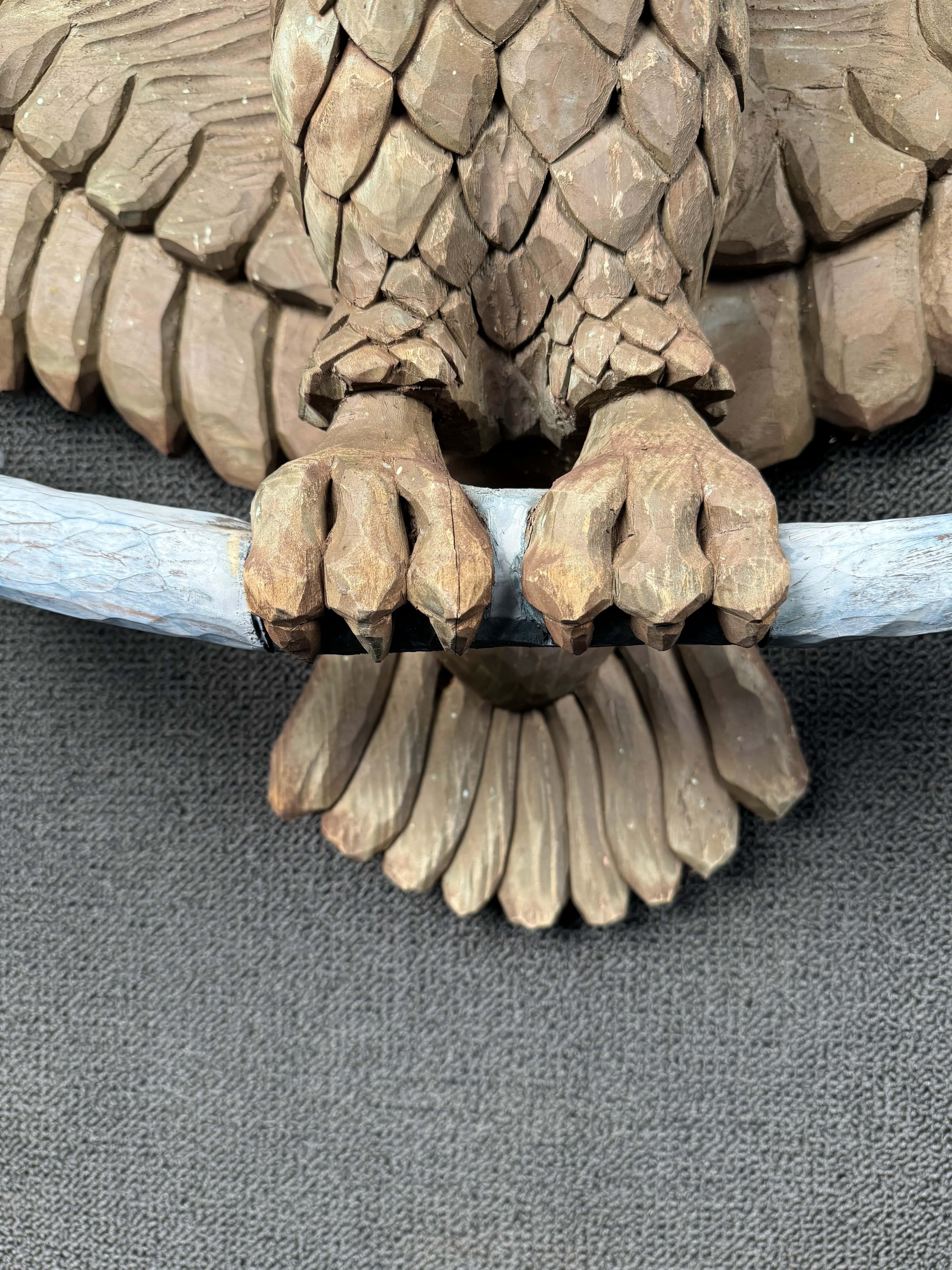 20th Century Hand Carved Wooden Eagle Art For Sale