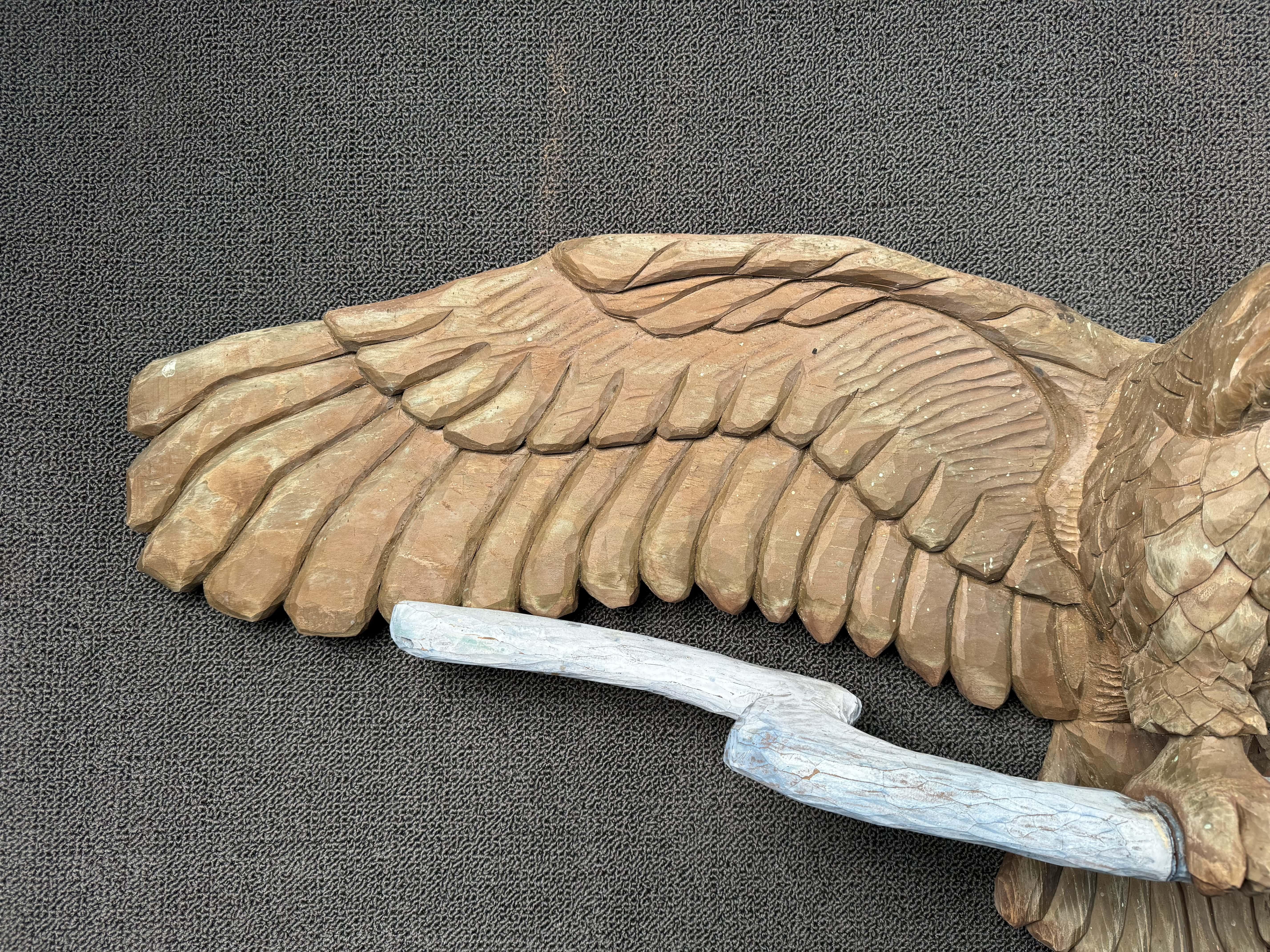 Hand Carved Wooden Eagle Art For Sale 1