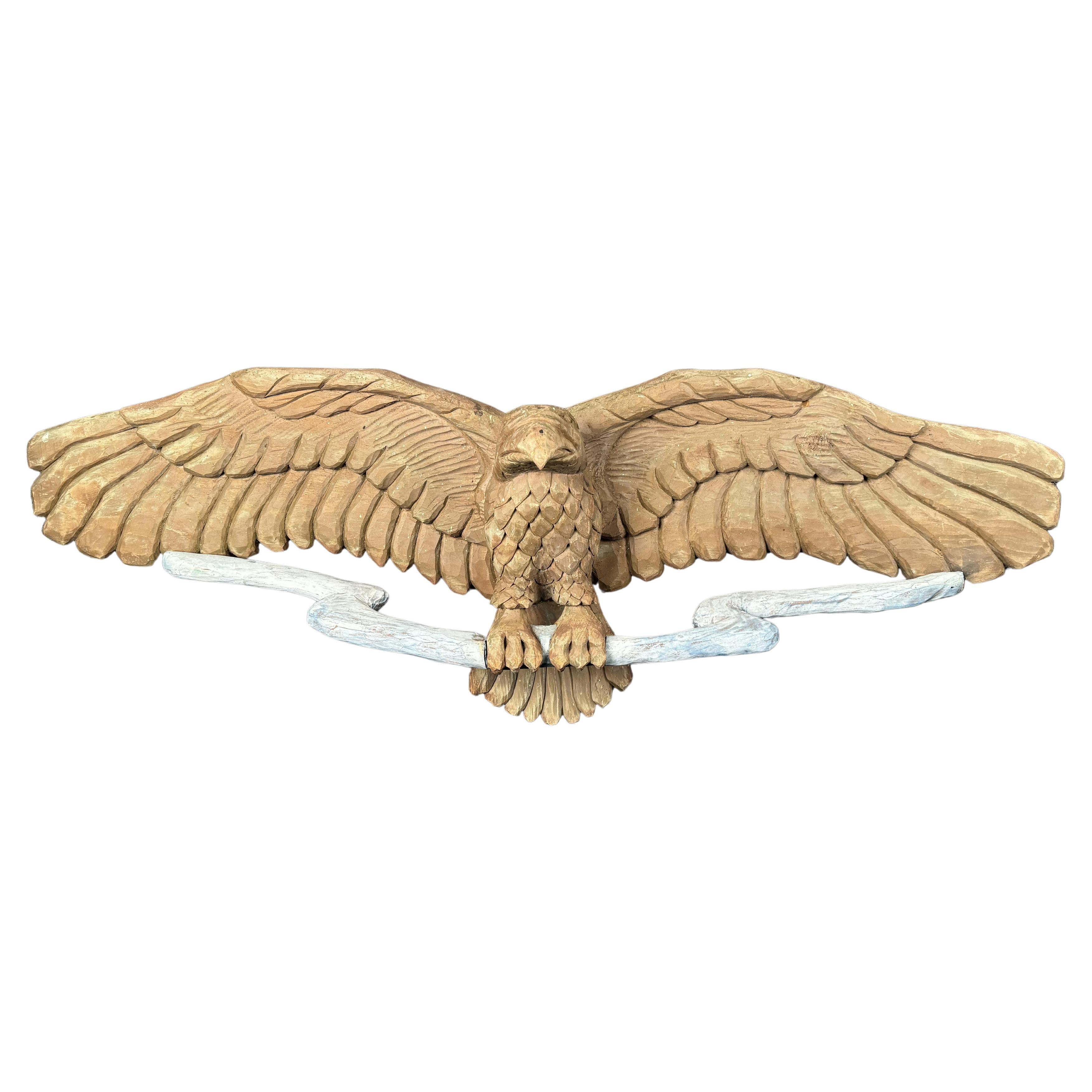 Hand Carved Wooden Eagle Art
