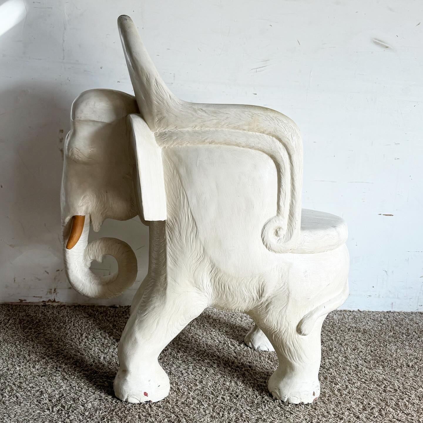 Hand Carved Wooden Elephant Accent Chair In Good Condition For Sale In Delray Beach, FL