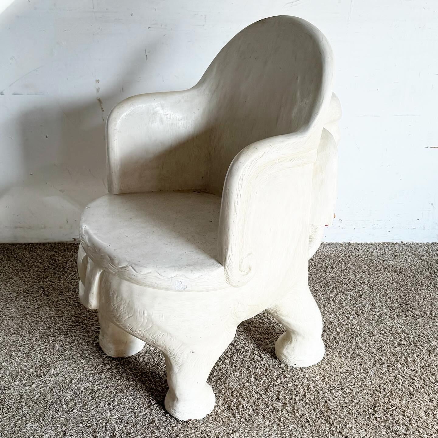 Hand Carved Wooden Elephant Accent Chair For Sale 4