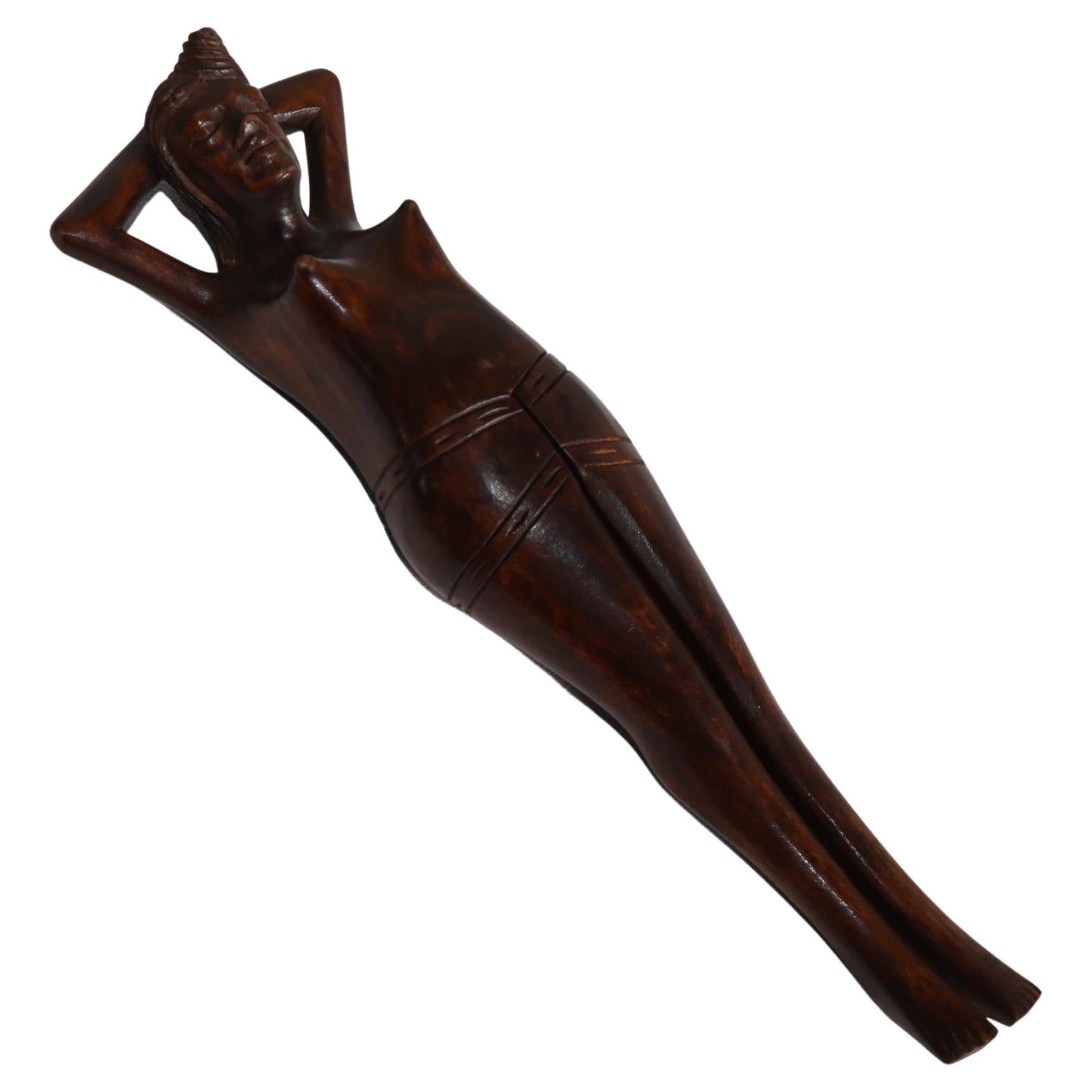 Hand-Carved Wooden Female Figurative Nutcracker, 1950s
