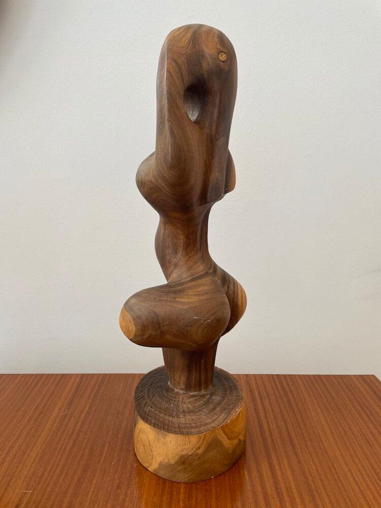 Hand Carved Wooden Female Form Bust In Good Condition In Long Island City, NY