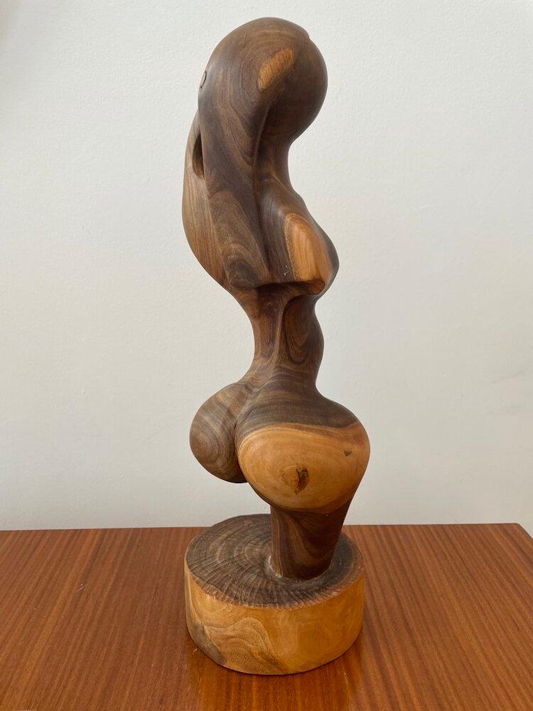 Contemporary Hand Carved Wooden Female Form Bust